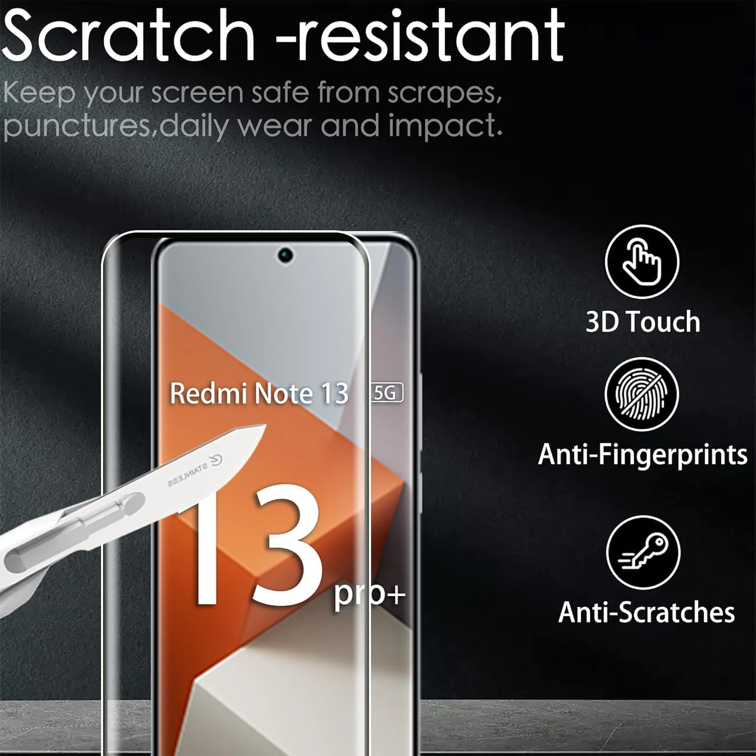 DL3 Mobilak 5D Full Glass Screen Protector For Redmi Note 13 Pro Plus. Black Frame - Clear