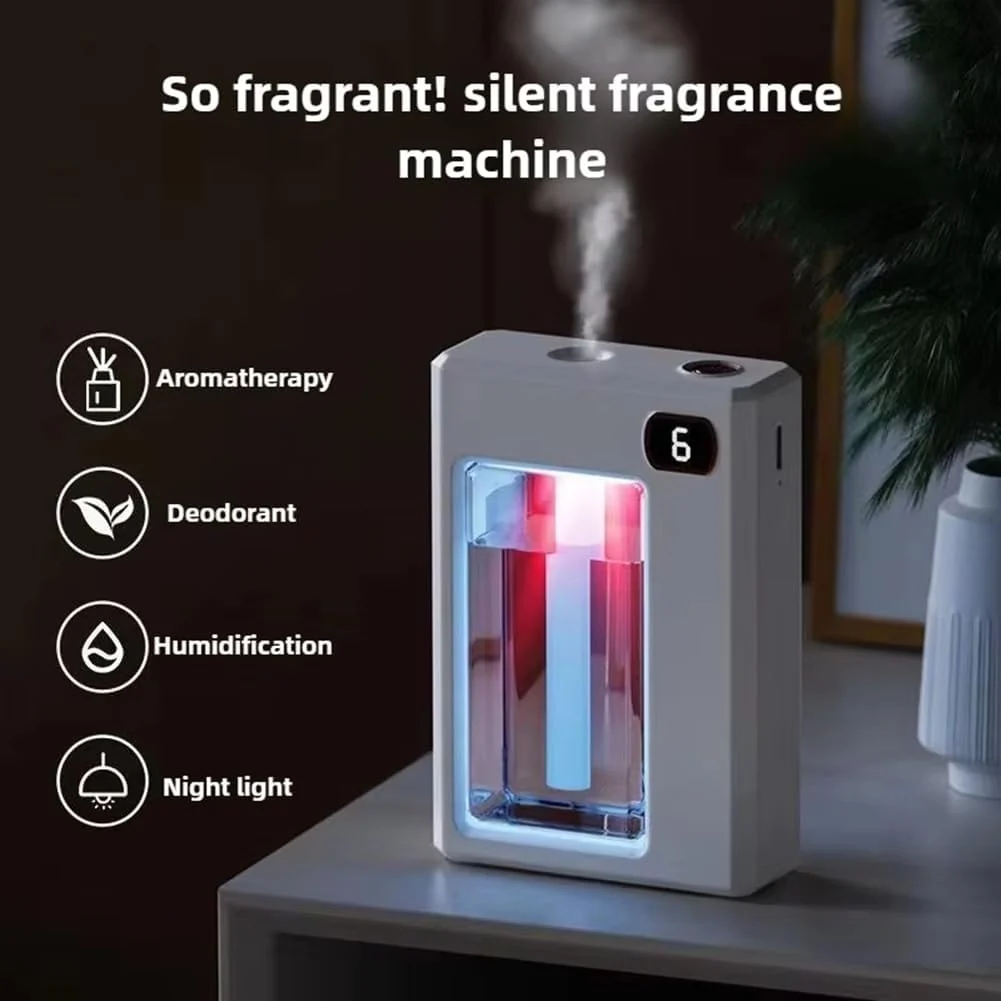 Mobigon Aromatherapy Diffusers for Essential Oils Mini USB Air Scent Small Humidifier with 7-LED Color Changing 6 Countdown Timers Levels for Car Room Home Office Bedroom - White