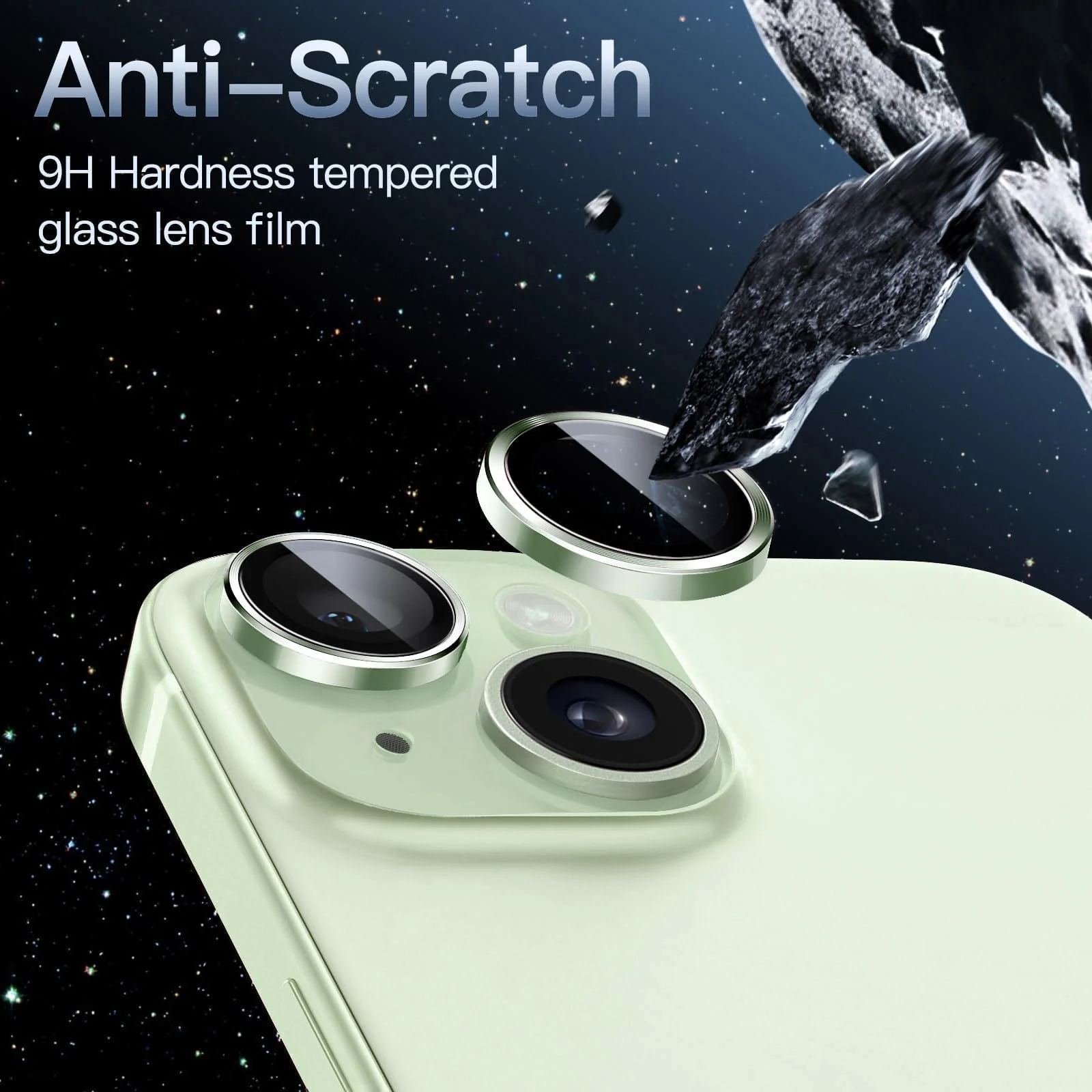 DL3 Mobilak Compatible with iPhone 15/15 Plus & iPhone 14/14 Plus Camera Lens Protector, Anti-Scratch HD Tempered Glass Lens Screen Protection Cover, Metal Individual Lens Ring - Green