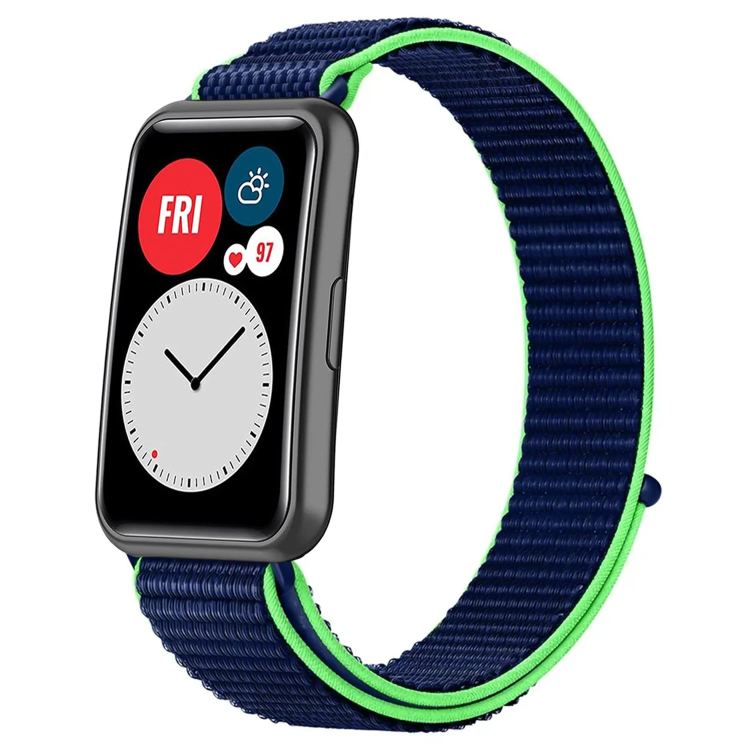 DL3 Mobilak Nylon Strap for Huawei Watch Fit Watch Band, Men and Women Breathable Elastic Bracelet, Adjustable Straps Replacement Band Sport Watchband for Huawei Watch Fit - Neon Lime
