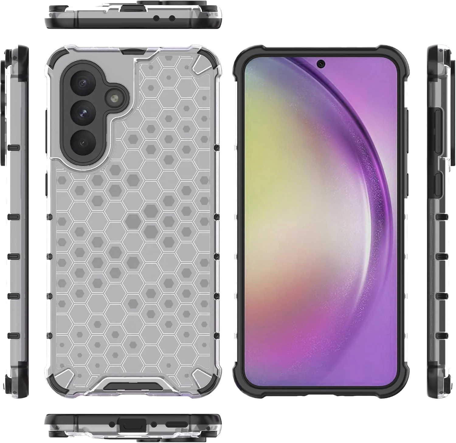 DL3 Mobilak Honeycomb Protective Case for Samsung Galaxy A36 5G / Samsung Galaxy A56 5G, Shock-absorbing protection, Transparent design, Slim, lightweight profile - Clear
