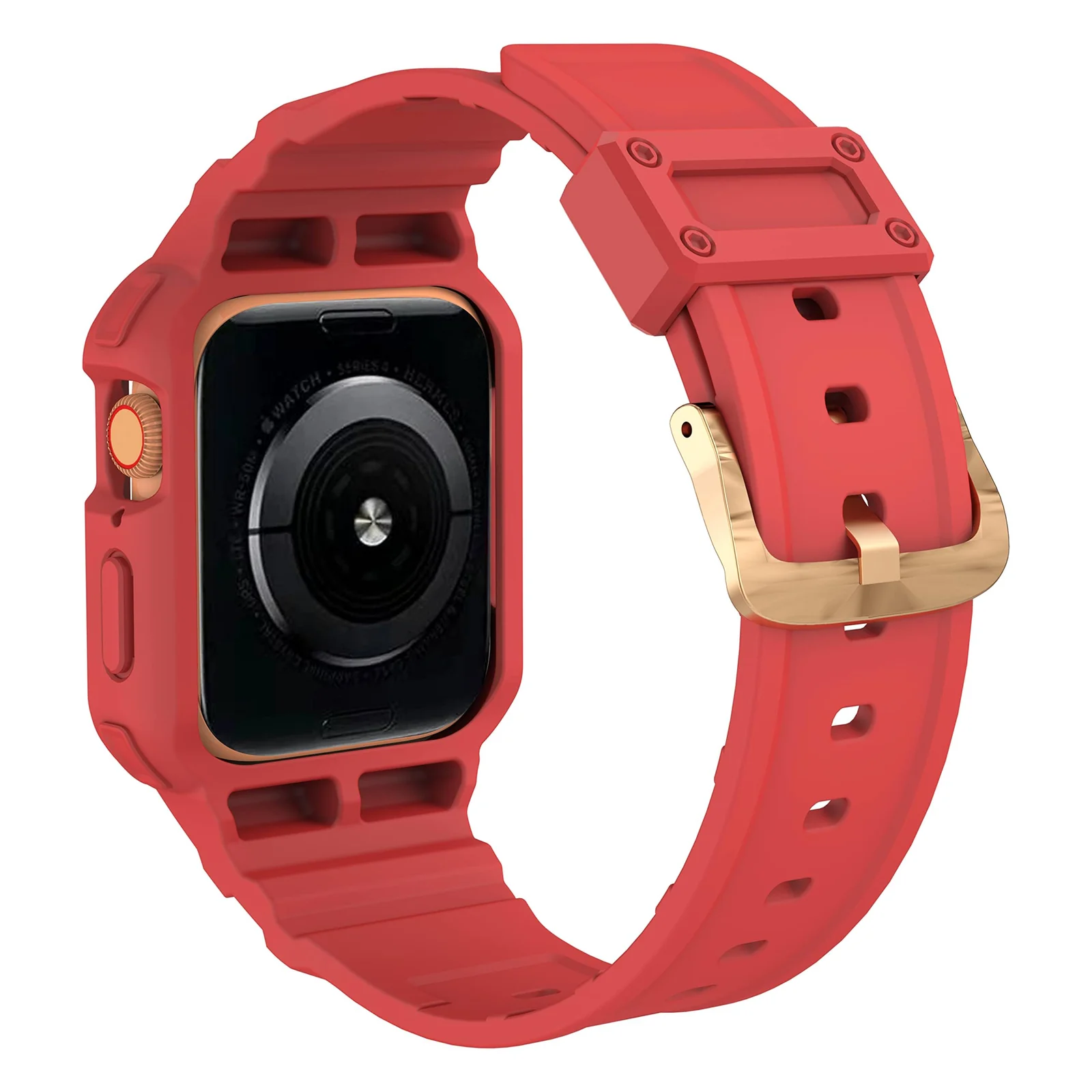 DL3 Mobilak Compatible With Apple Watch Band 45mm 44mm 42mm with Bumper Case, Rugged Men Bands for iWatch SE SE 2 Series 9 8 7 6 5 4 3 2 1, Sport Military Protector Drop-proof Shockproof - Red
