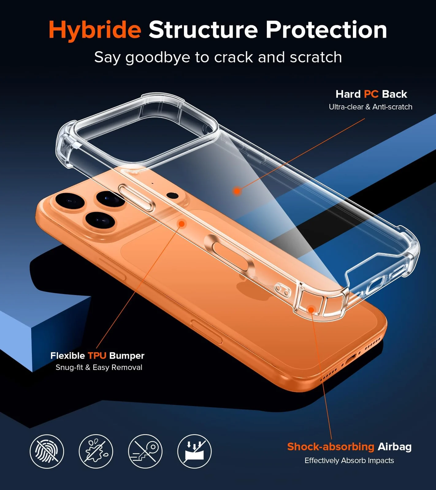 DL3 Mobilak Clear TPU Case for iPhone 17 Pro 6.3-Inch with, Camera protection, Shock-absorbing protection, Scratch-resistant surface - Clear