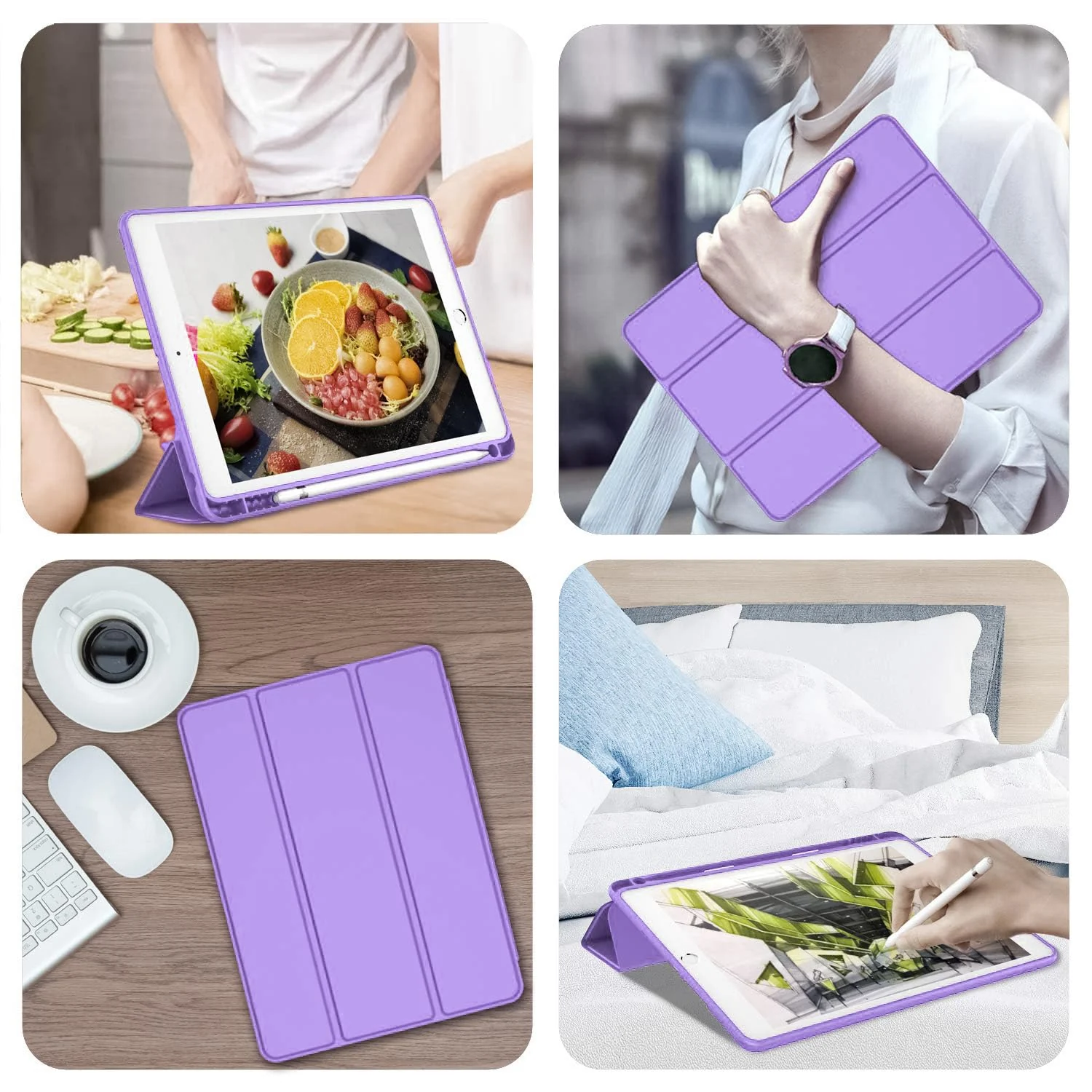 DL3 Mobilak Smart Case for Samsung Galaxy Tab A8 10.5 Inch 2021(-X200/-X205/-X207) with Pencil Holder, Soft TPU Smart Stand Back Cover Auto Wake/Sleep Feature - Light Purple
