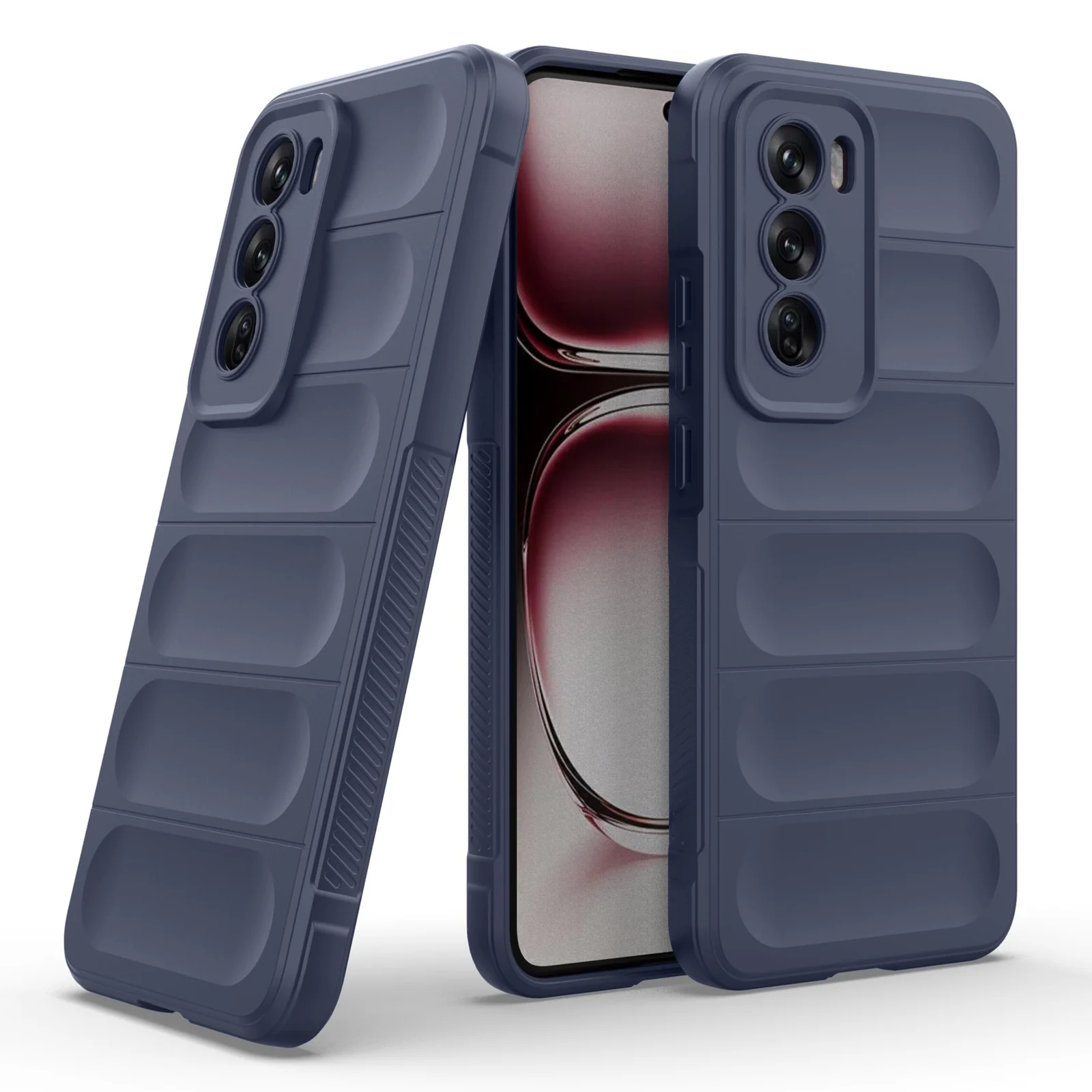 DL3 Mobilak Soft Silicone Protective Case for OPPO Reno 12 5G with Camera Protection and Shockproof Design - Blue