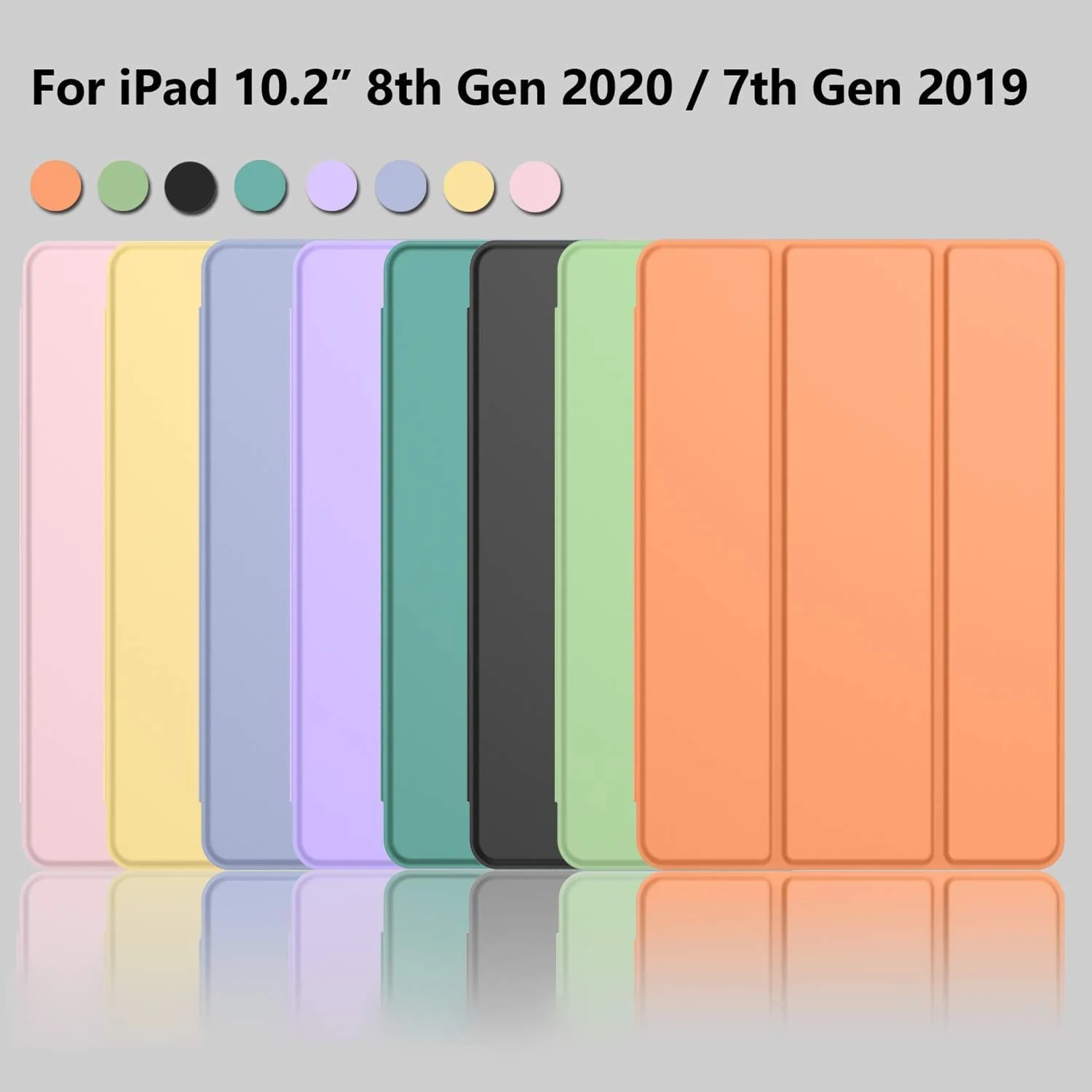 DL3 Mobilak iPad 9th/ 8th/ 7th Generation, Case for iPad 10.2-Inch 2021/2020/ 2019 with Pencil Holder, iPad 7th Gen 2019 Case with Soft Silicone Back, Auto Wake/Sleep Cover - Orange