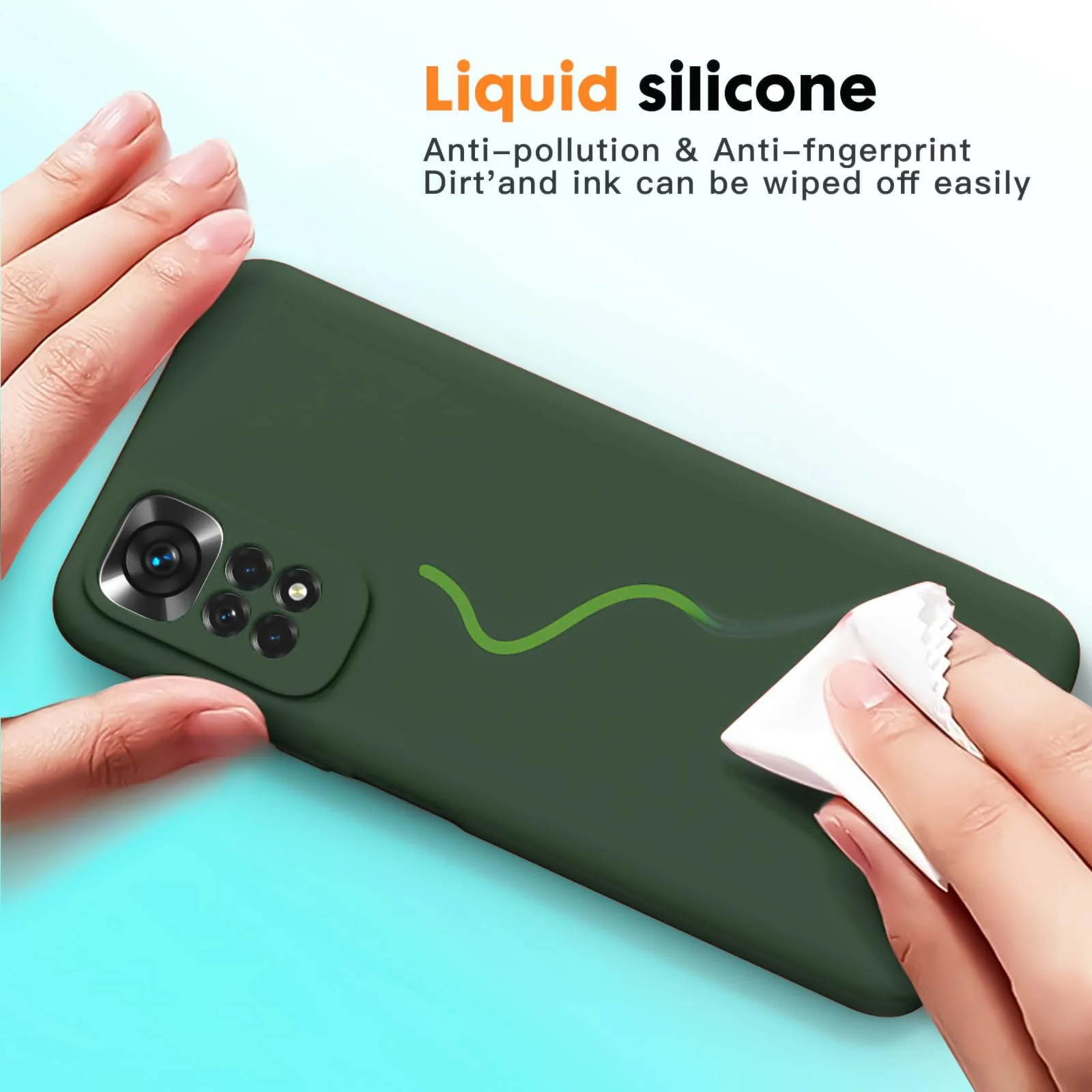 DL3 Mobilak Liquid Silicone Protective Case with Soft Microfiber Lining with Full Camera Protection for Xiaomi Redmi Note 12 Pro 4G / Redmi Note 11 Pro 4G&5G - Green