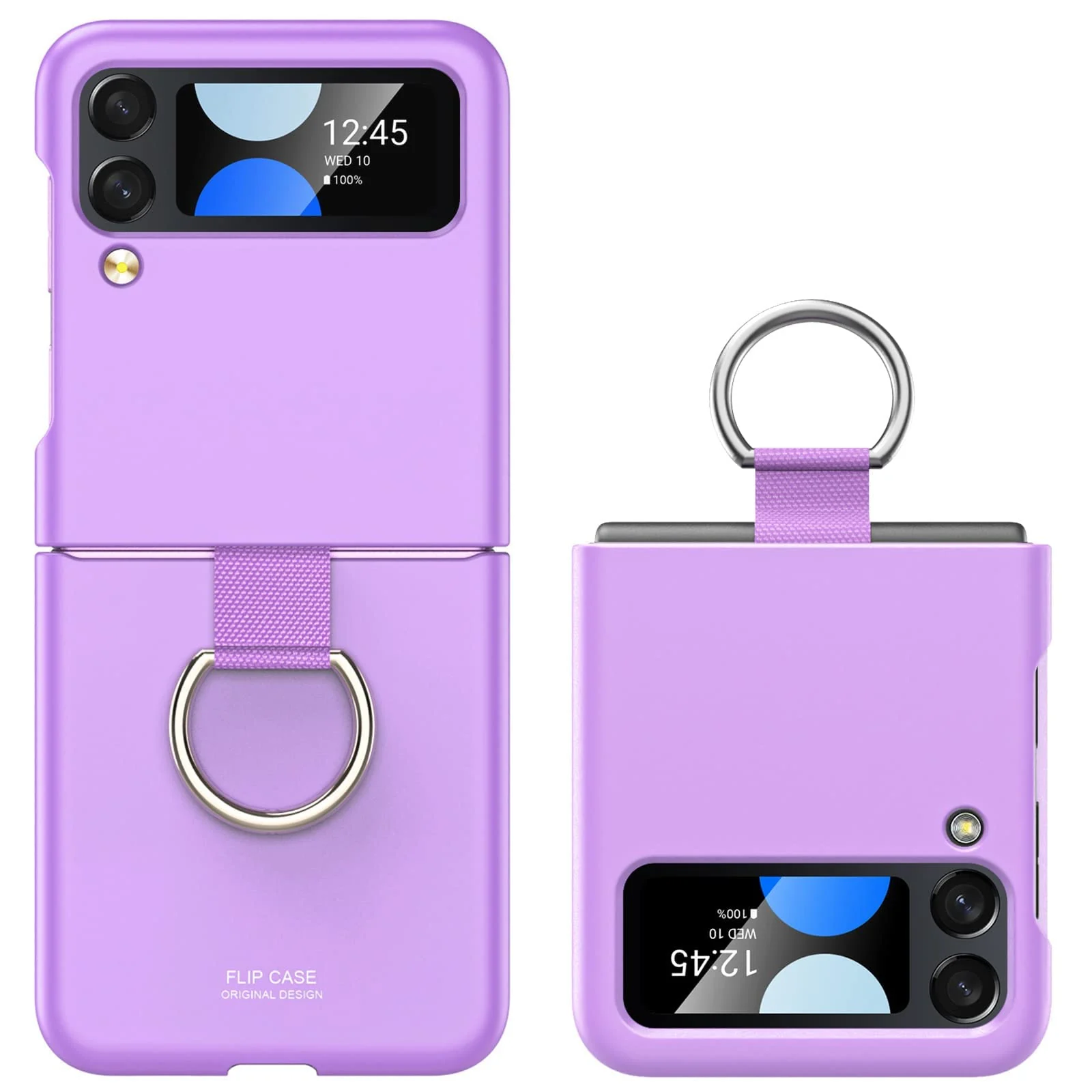 DL3 Mobilak for Samsung Galaxy Z Flip 4 Case with Ring, Galaxy Flip 4 Case All-Round for Z Flip 4 Phone Anti-Scratch Full-Body Shockproof Protective Case for Galaxy Z Flip 4 5G (2022) - Purple