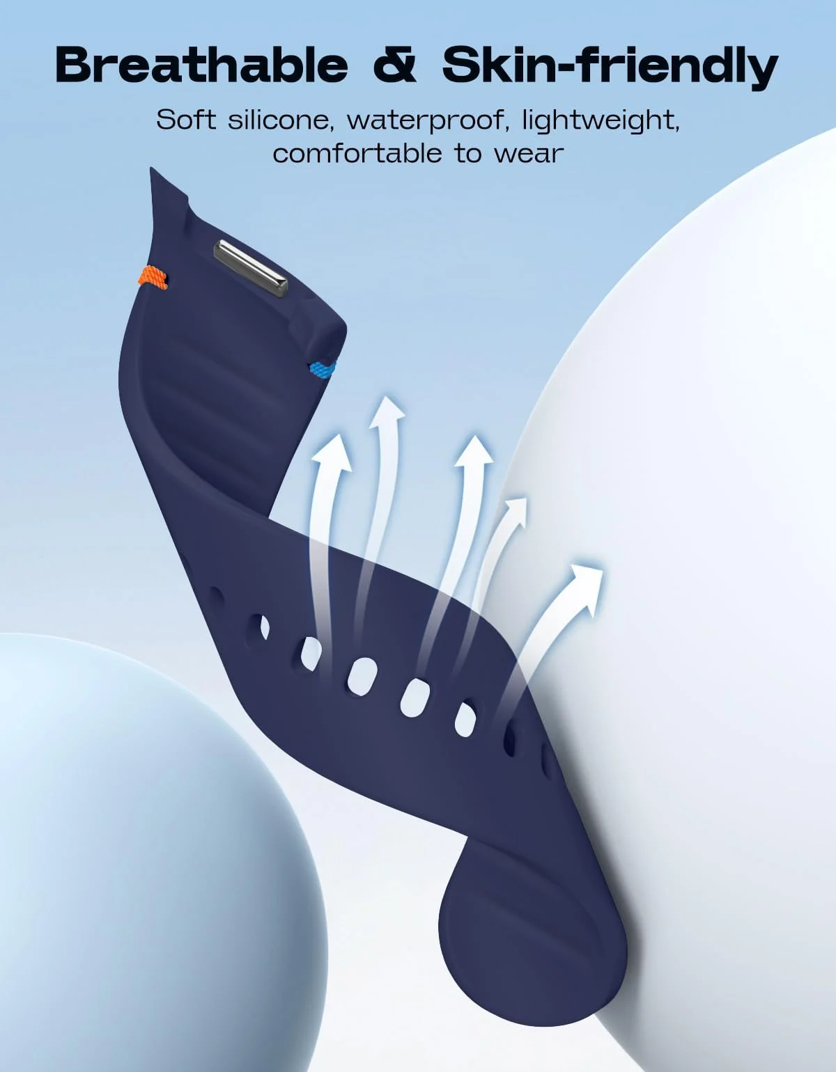 DL3 Mobilak Silicone Bands Compatible with Samsung Galaxy Watch 8 Band 40mm 44mm, Galaxy Watch 8 Classic Band 46mm, Waterproof Soft Wristband Sport Strap for Galaxy Watch 8 Bands 2025 Women Men - Midnight Blue