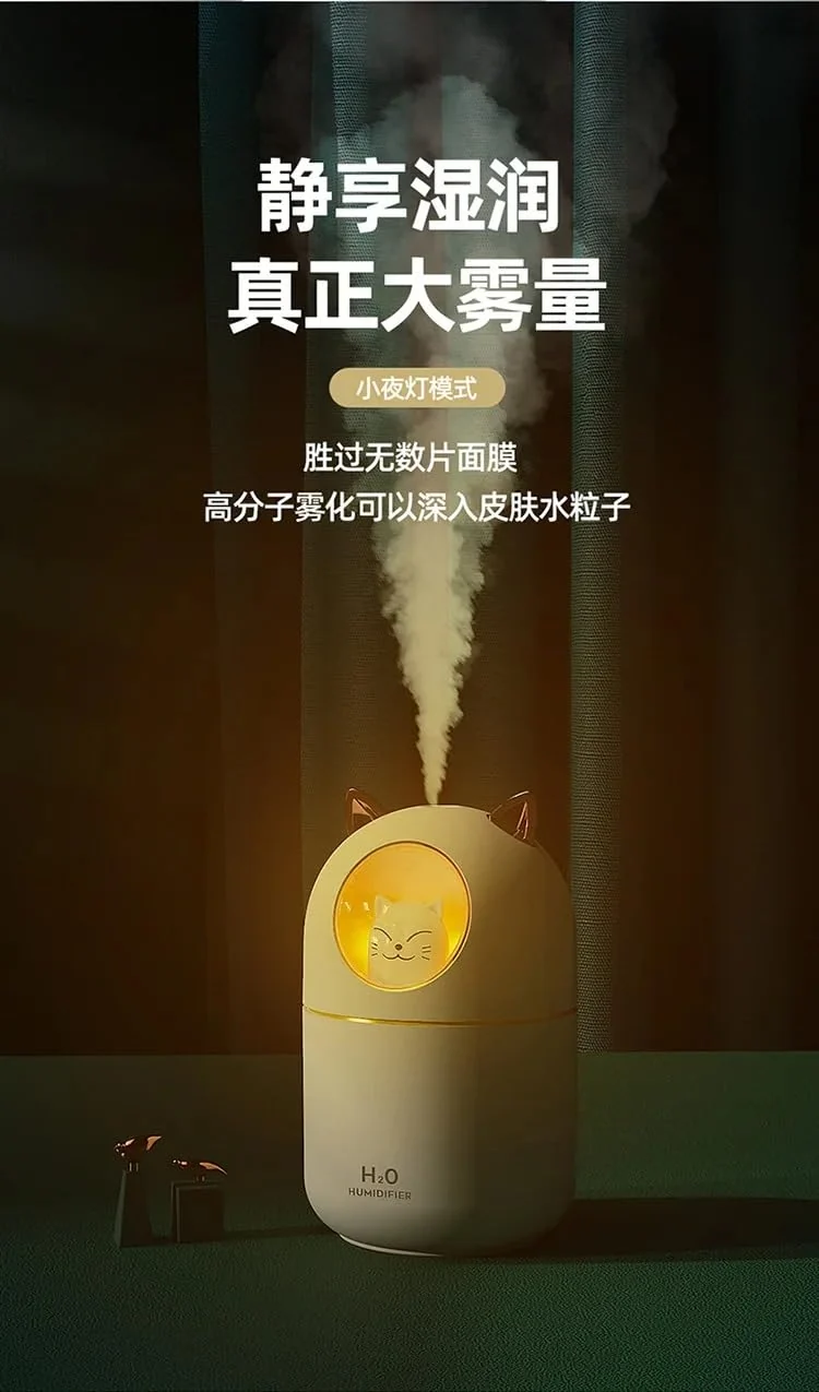 Mobigon Wood Cool Mist Ultrasonic Humidifier for Room Moisture, Aroma Diffuser for Home, 300ml Essential Oil Diffuser with 7 Colorful Night Light, Auto Shut-Off, Home, Office, car - E.Turquize