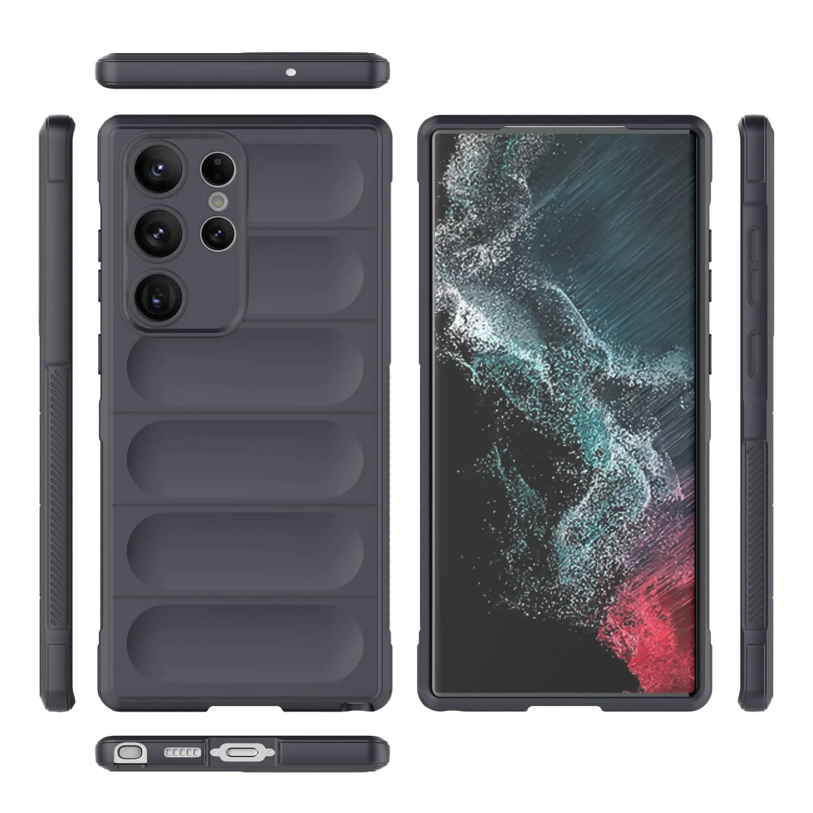 DL3 Mobilak Silicone Case for Samsung Galaxy S23 Ultra Heavy Duty Protective [Slim Fit] Shockproof Soft Flexible Protective Design Shock-Absorption TPU Cover With Camera Protection - Dark Gray