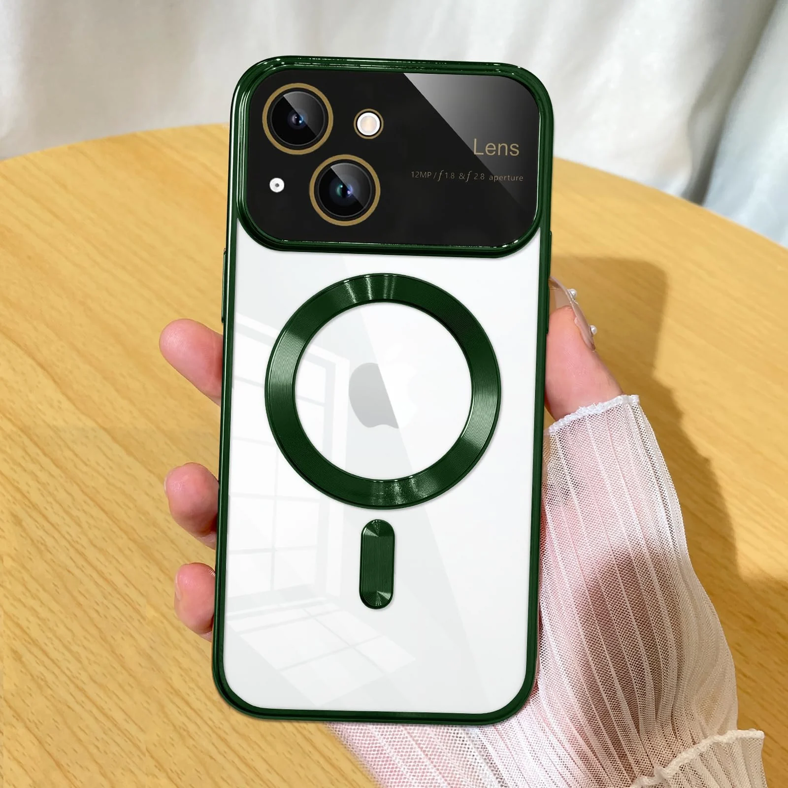 DL3 Mobilak Clear MagSafe-Compatible Magnetic Case for iPhone 14 6.1 Inch with Camera Protection and Shockproof Design - Green