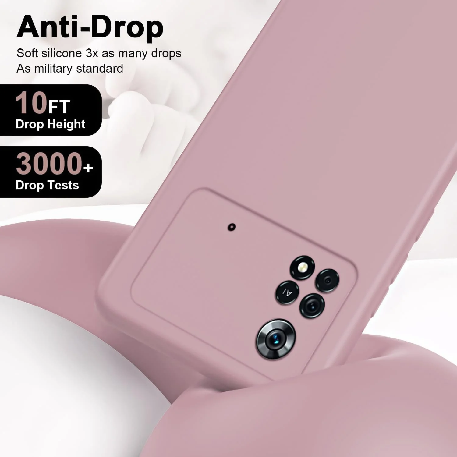 DL3 Mobilak Liquid Silicone Protective Case with Soft Microfiber Lining with Full Camera Protection for Xiaomi Poco X4 Pro 5G - Cashmere