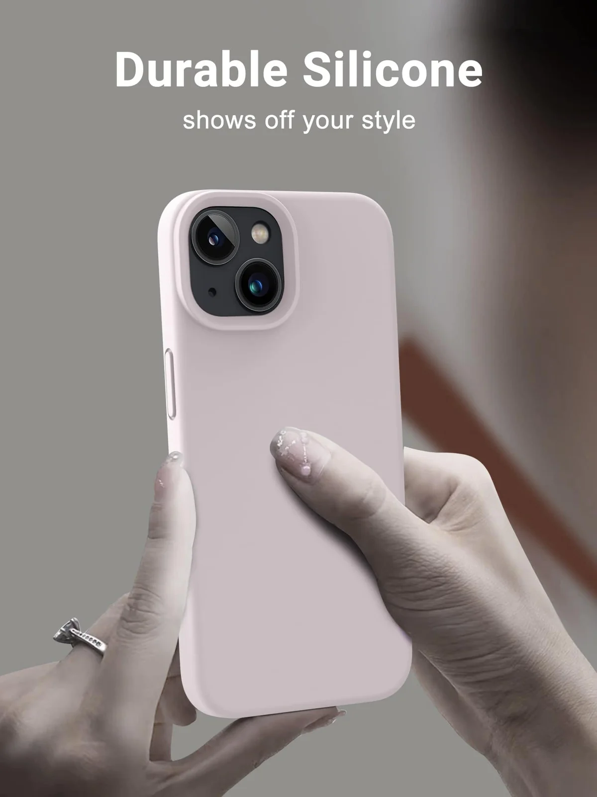 DL3 Mobilak Liquid Silicone Protective Case for iPhone 15 with Camera Protection and Microfiber Lining - Ice Pink