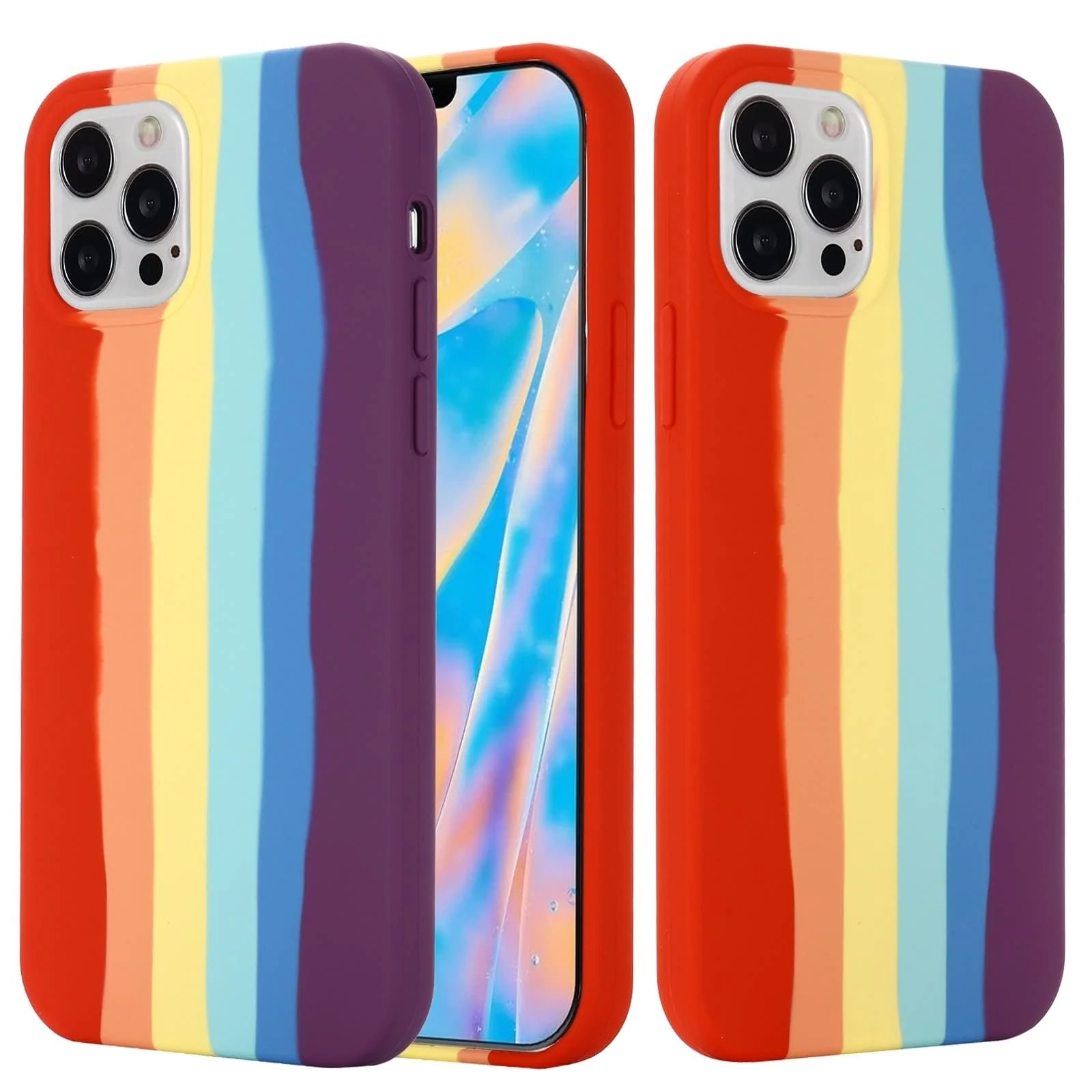 DL3 Mobilak Liquid Silicone Case for iPhone 14 Pro (6.1 Inch), Shock-absorbing protection, Scratch-resistant surface, Soft microfiber lining - Multicolor 1