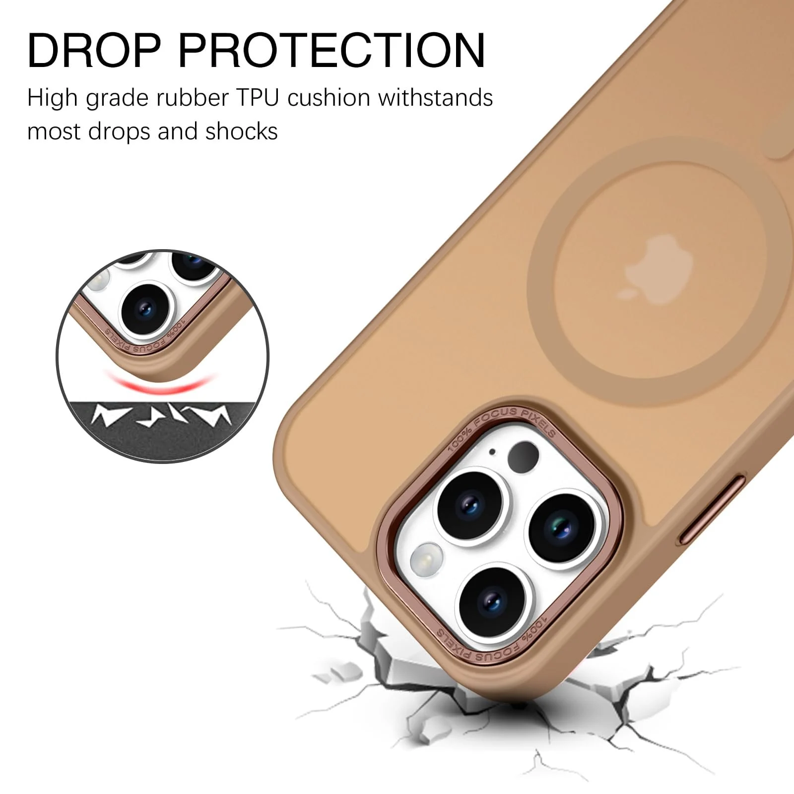 DL3 Mobilak Wallet Case with Card Slot for iPhone 15 Pro 6.1-Inch with Ring Holder and Magnetic Car-Mount Support - Desert Brown