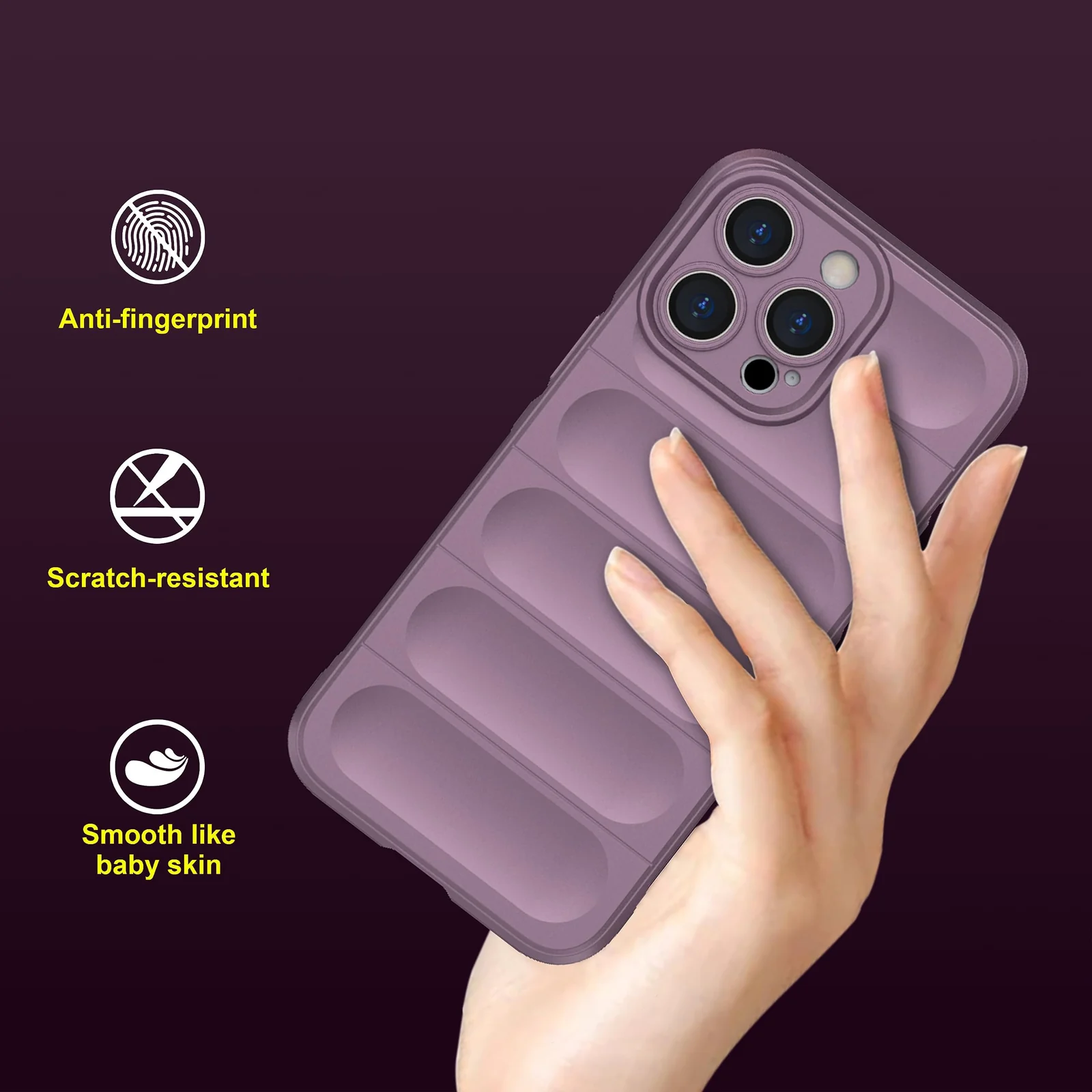 DL3 Mobilak Silicone Case for Apple iPhone 15 Pro Heavy Duty Protective [Slim Fit] Shockproof Soft Flexible Protective Design Shock-Absorption TPU Cover With Camera Protection - Purple