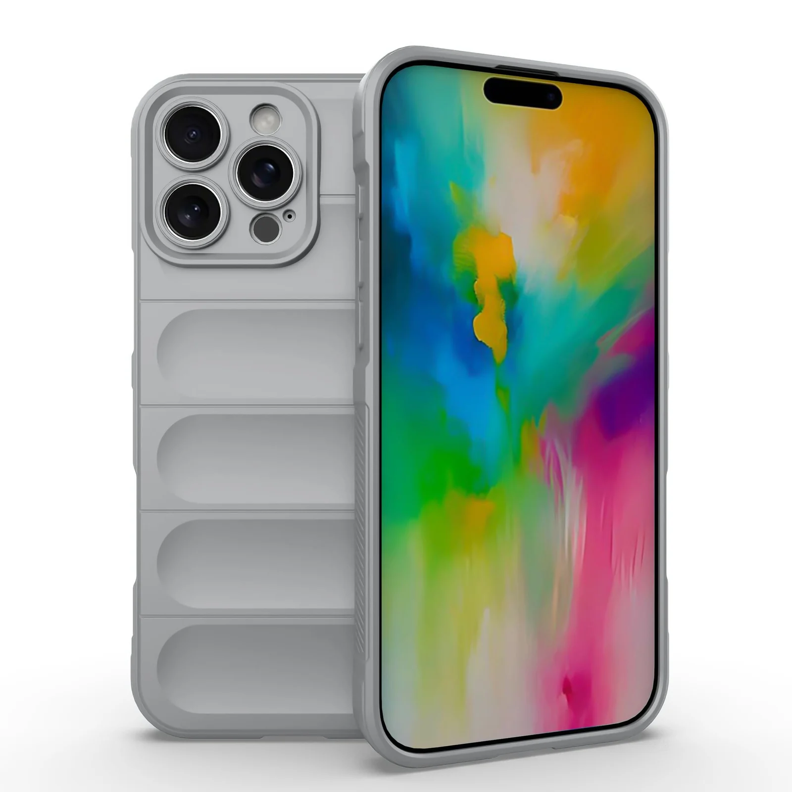 DL3 Mobilak Silicone Case for iPhone 16 Pro Max 6.9-Inch Heavy Duty Protective [Slim Fit] Shockproof Soft Flexible Protective Design Shock-Absorption TPU Cover With Camera Protection - Gray