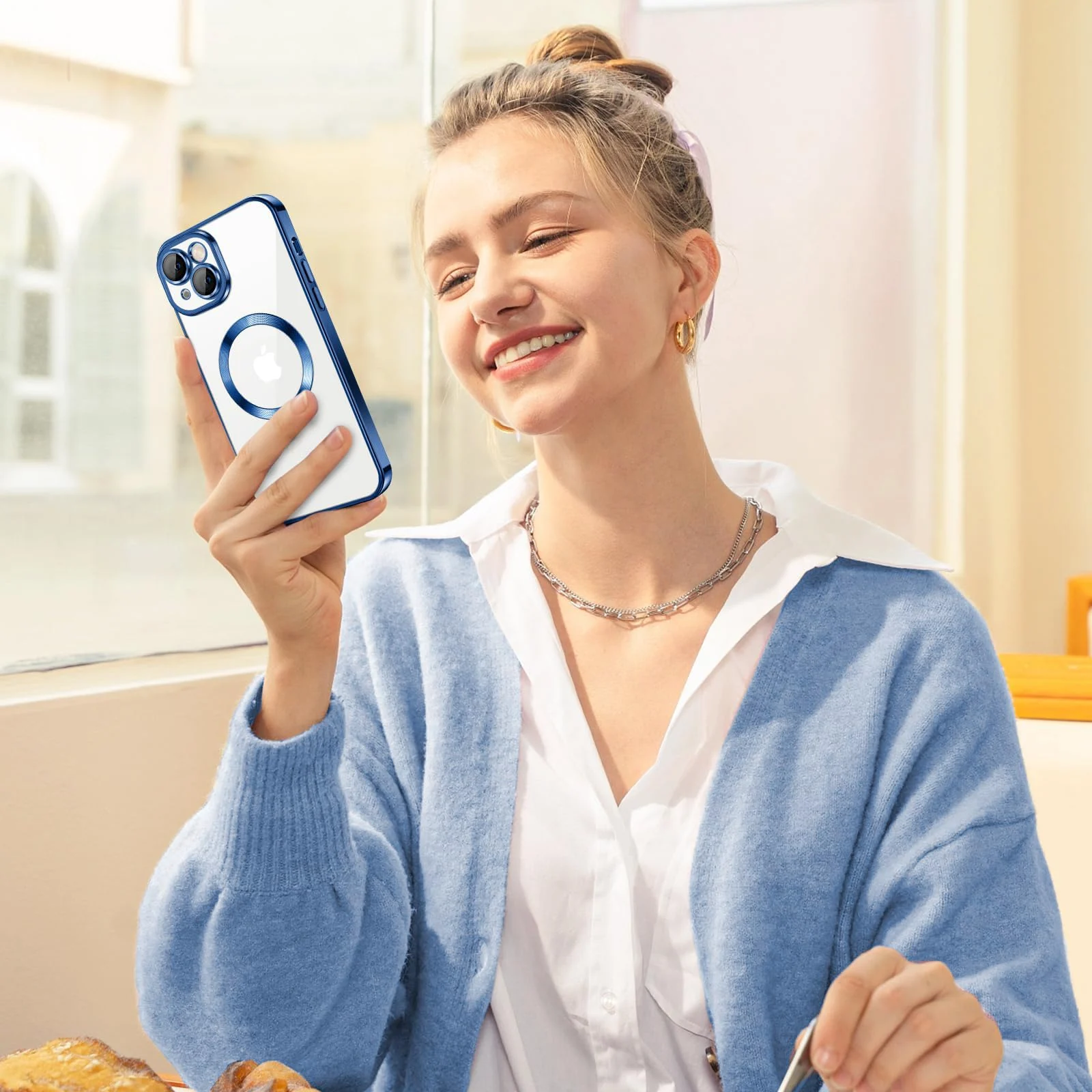 DL3 MOBILAK MagSafe Phone Case with Camera Lens Protector for Apple iPhone 13, Blue