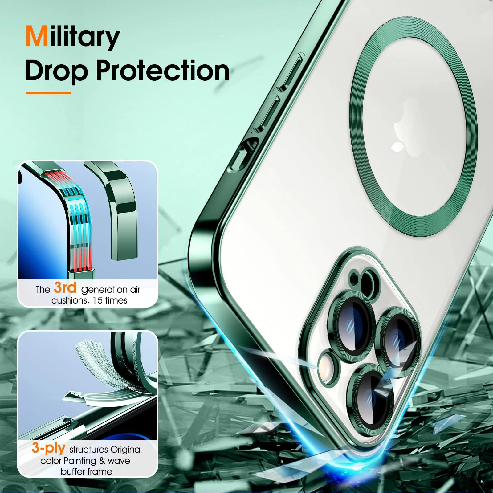 DL3 MOBILAK MagSafe Phone Case with Camera Lens Protector for Apple iPhone 11 Pro, Green