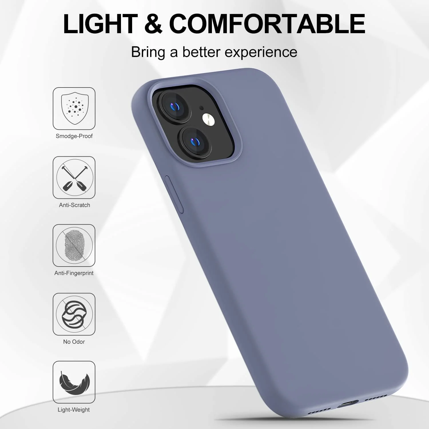 DL3 Mobilak Liquid Silicone Protective Case for iPhone 11 (6.1 Inch) with Camera Protection and Microfiber Lining - Lavender Grey