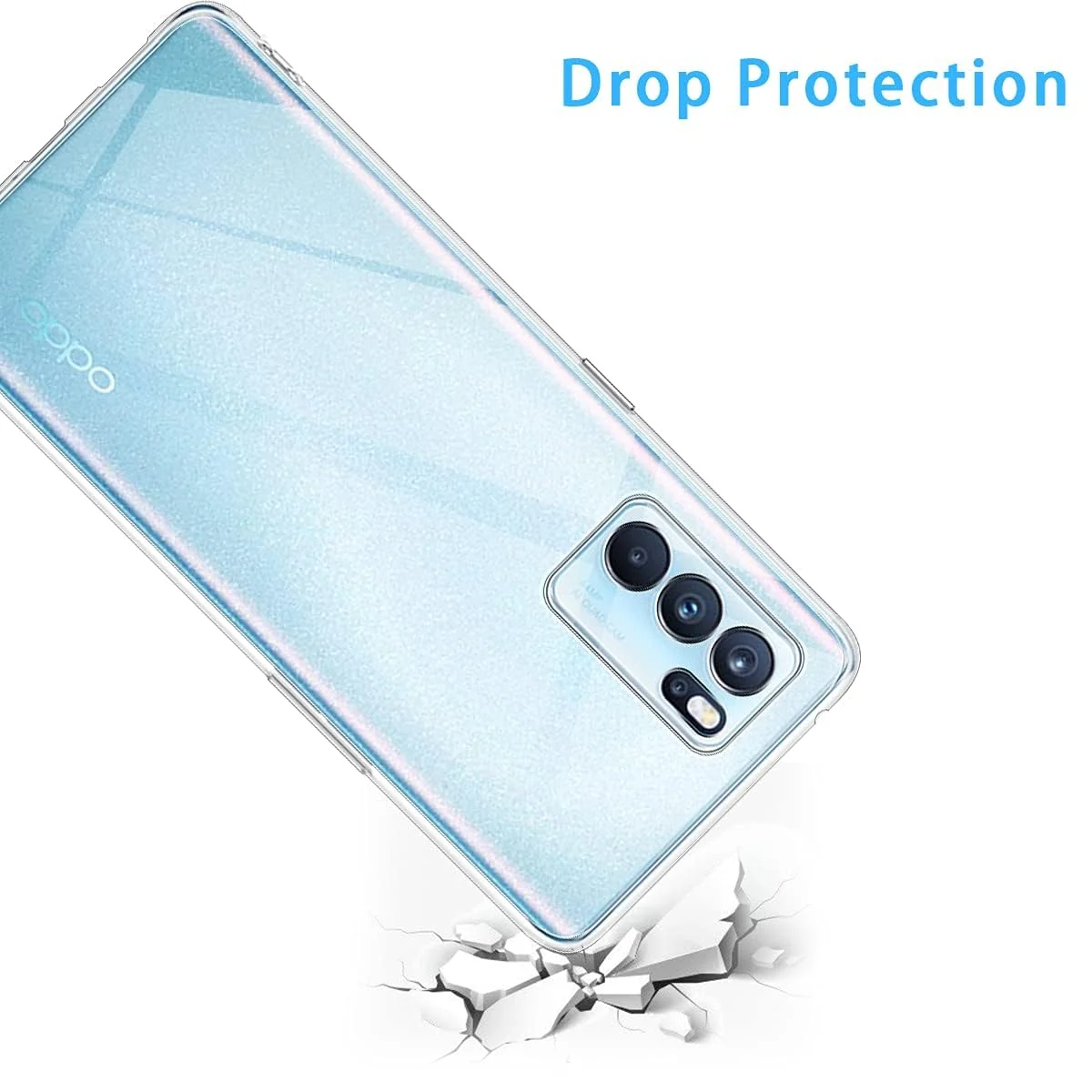 DL3 Mobilak Case Compatible with OPPO Reno 6 5G Case Crystal Soft TPU Gel Case Flexible Silicone Anti-Scratch Camera Protection TPU Cover - Clear