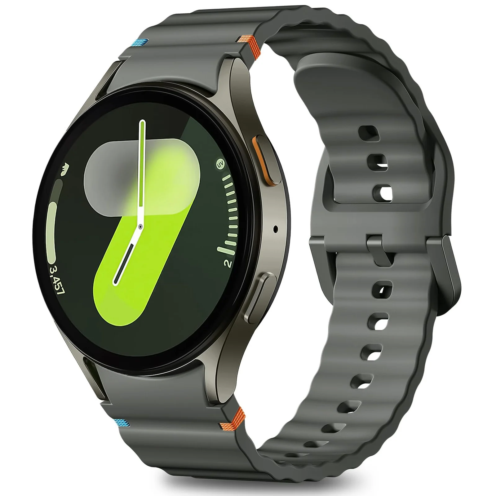 DL3 Mobilak No Gap Sport Bands For Samsung Galaxy Watch 7 6 5 4 FE Strap 40mm 44mm, Soft Silicone Sport Band for Galaxy Watch 6 Classic Straps 47mm 43mm/Galaxy Watch 5 Pro/Watch 4 Classic 42mm 46mm for Men Women - Dark Olive