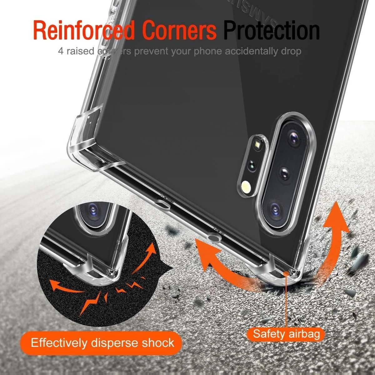DL3 MOBILAK Clear Soft TPU Phone Case for Samsung Galaxy Note 10 Plus - Clear