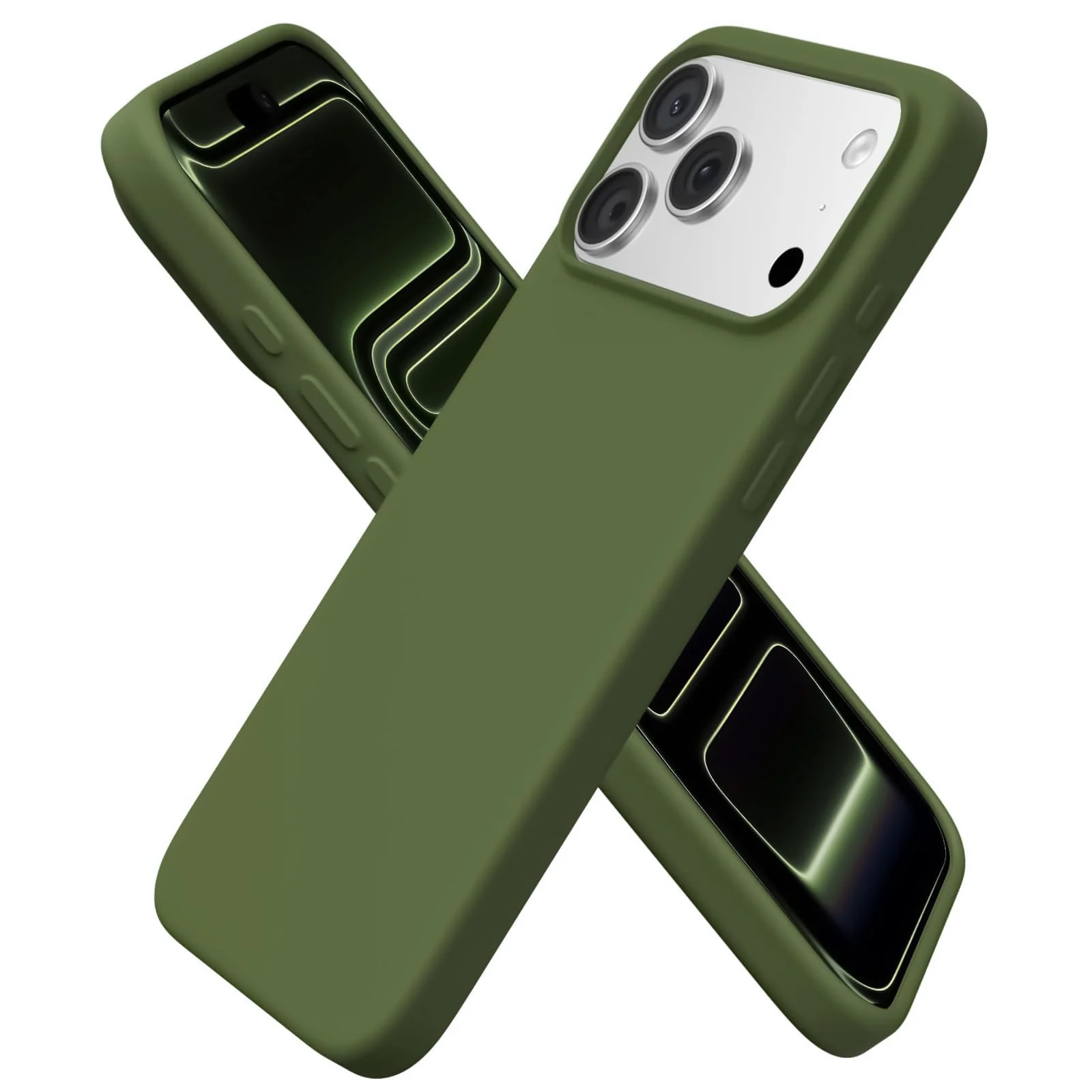 DL3 Mobilak Liquid Silicone Case for iPhone 17 Pro Max 6.9-Inch, Supports wireless charging, Shock-absorbing protection, Scratch-resistant surface - Army Green
