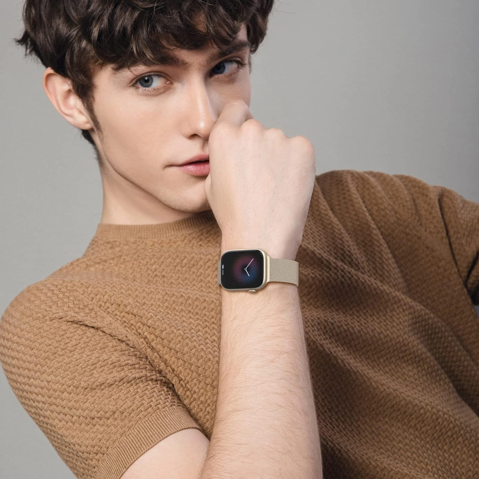 DL3 MOBILAK Milanese Loop Compatible With Apple Watch 38mm 40mm 41mm 42mm(Series 11 10), Stainless Steel Mesh Band Magnetic Clasp, Adjustable Metal Strap for iWatch Series 11 10 9 8 7 6 5 4 3 2 1 SE - Champagne