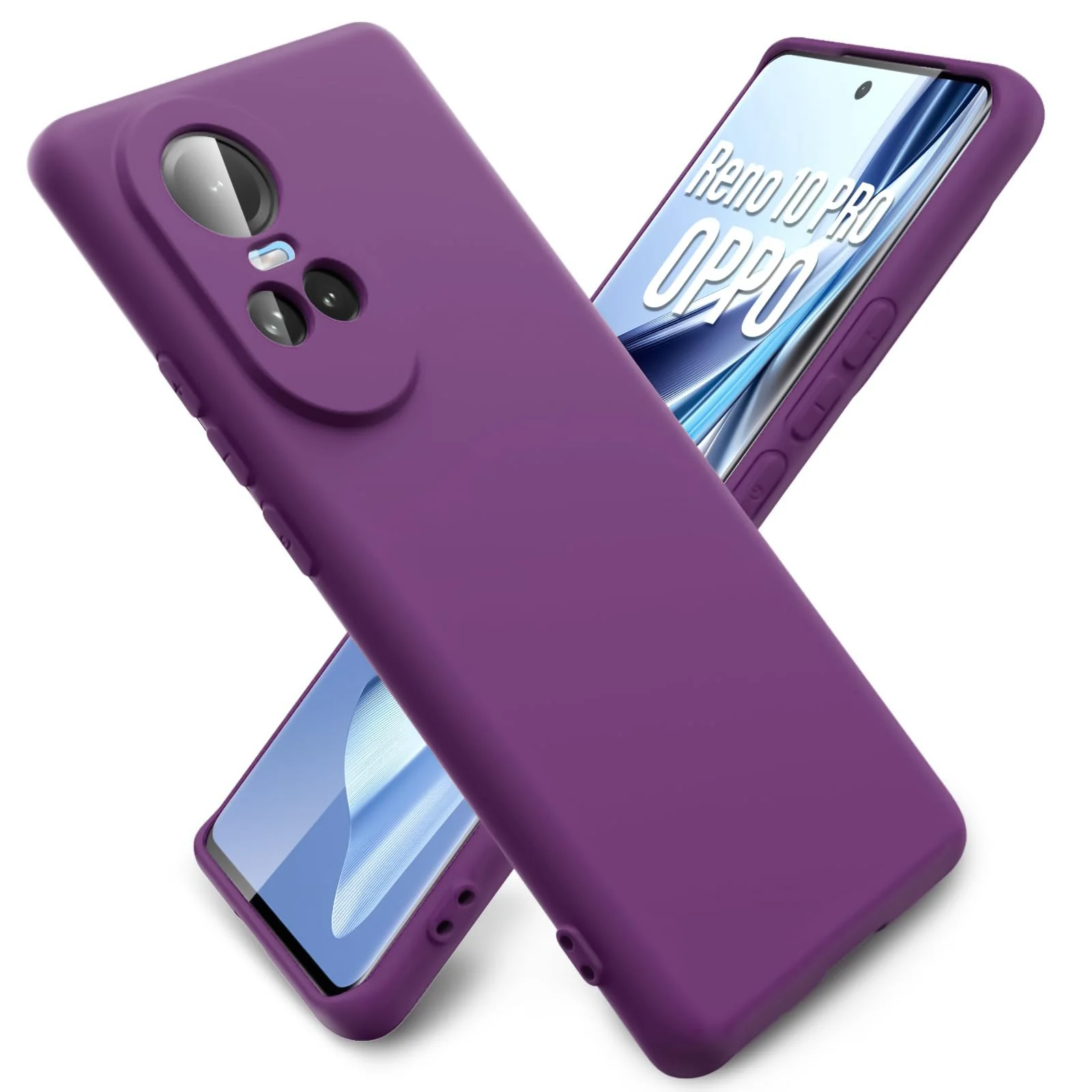 DL3 Mobilak Liquid Silicone Protective Case with Soft Microfiber Lining with Full Camera Protection for OPPO Reno 10 5G / OPPO Reno 10 Pro 5G - Violet