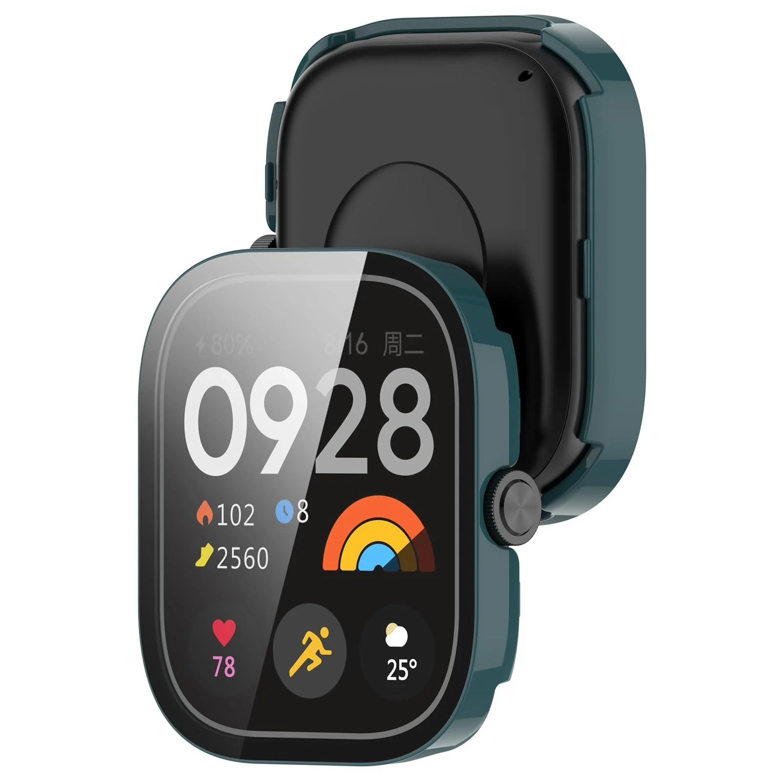 DL3 MOBILAK Full-Coverage Watch Case with Tempered Glass for Xiaomi Redmi Watch 4, Green