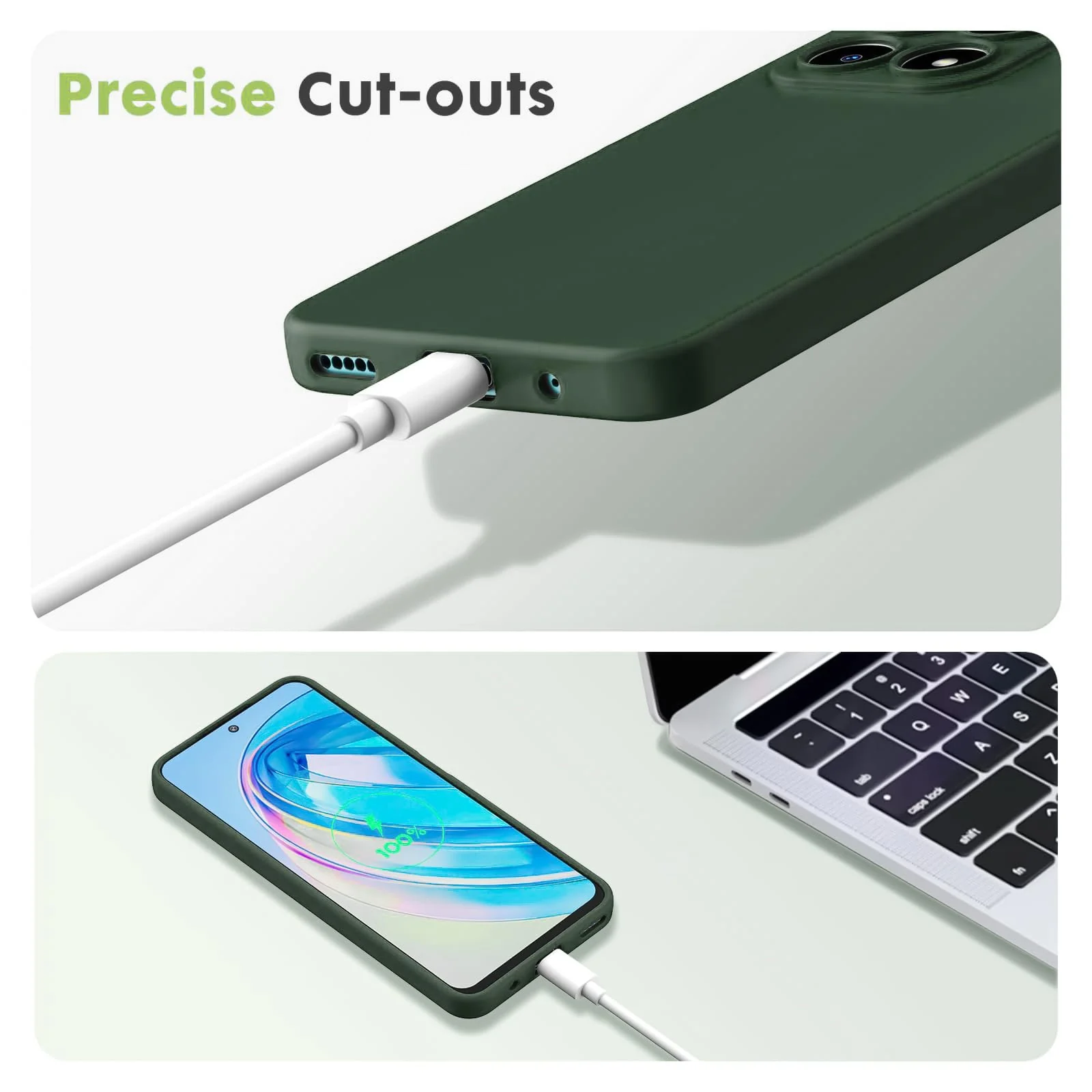 DL3 Mobilak Liquid Silicone Protective Case with Soft Microfiber Lining with Full Camera Protection for Honor X8A - Green