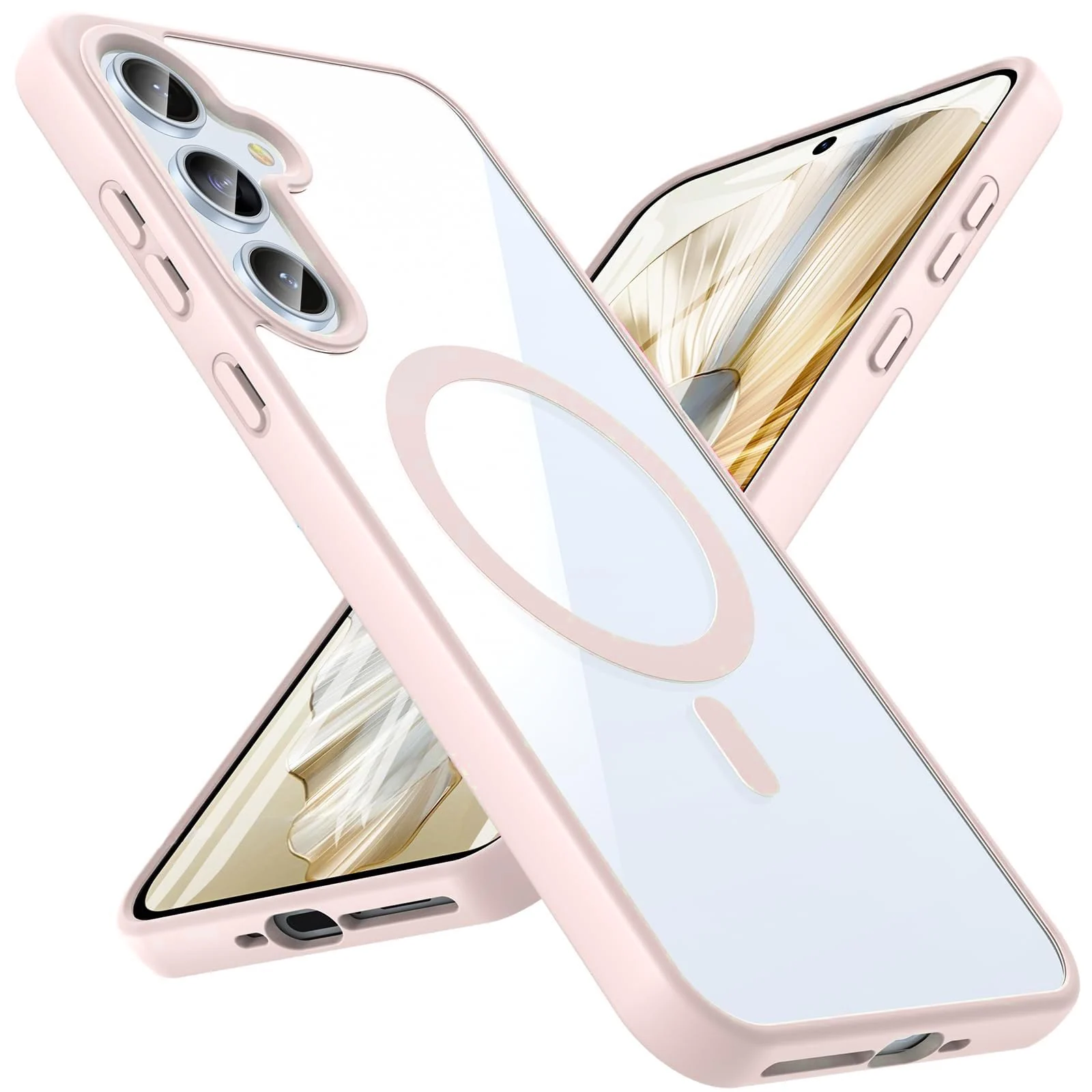 DL3 Mobilak Clear MagSafe-Compatible Magnetic Case for Samsung Galaxy S23 FE with Camera Protection and Military-Grade Protection - Pink
