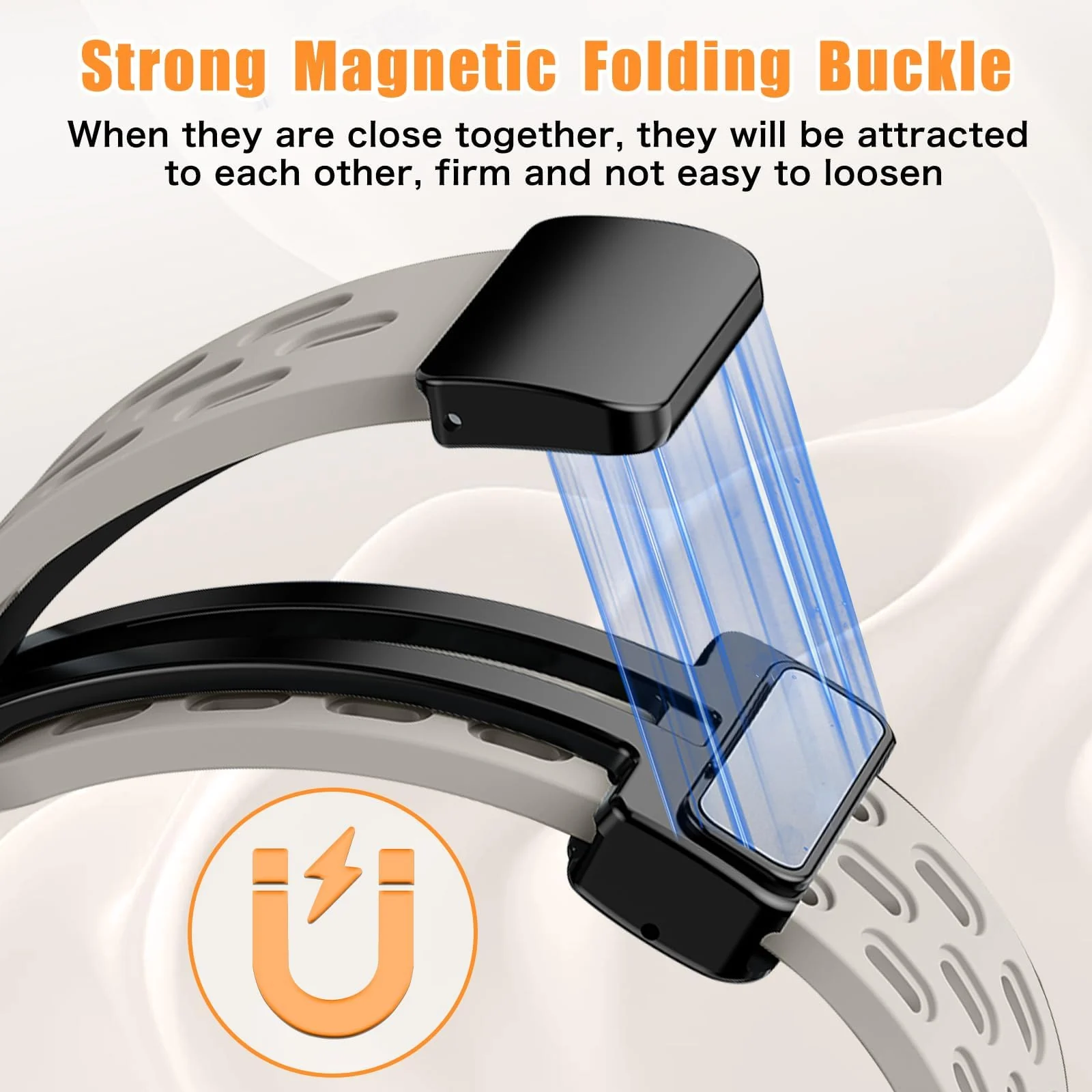 DL3 Mobilak Strap For Xiaomi Mi Band 10/9/8 Magnetic Metal Buckle Sport Silicone Breathable Strap for Men Women Band Quick Release Soft Replacment Wristband For Xiaomi Smart Band 8/9/10 - Starlight