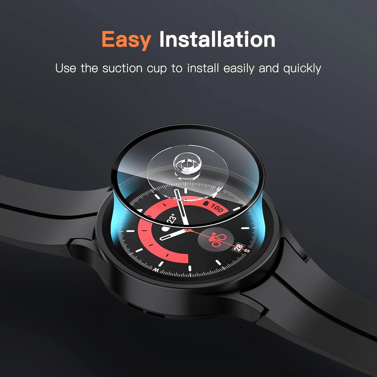 DL3 Mobilak Screen Protector For Samsung Galaxy Watch 5 Pro 45mm, 3D Curved Soft Edge Protective Film [Anti-Scratch] [Bubble Free] [Ultra Shatterproof] [High Sensitive] (Not Glass) - Black