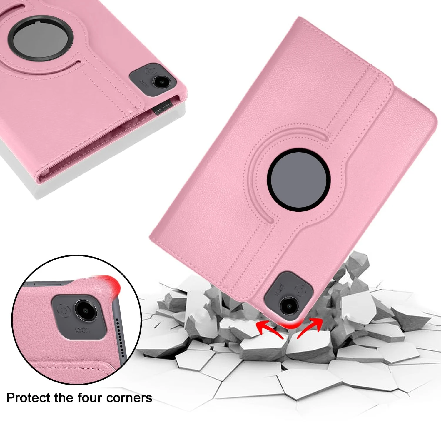 DL3 Mobilak Protective Cover for Honor Pad X9a 11.5 inch, 360° Rotatable Smart Stand, Leather Folio Flip Cover with Multi-Angle Viewing, Auto Wake Sleep - Pink