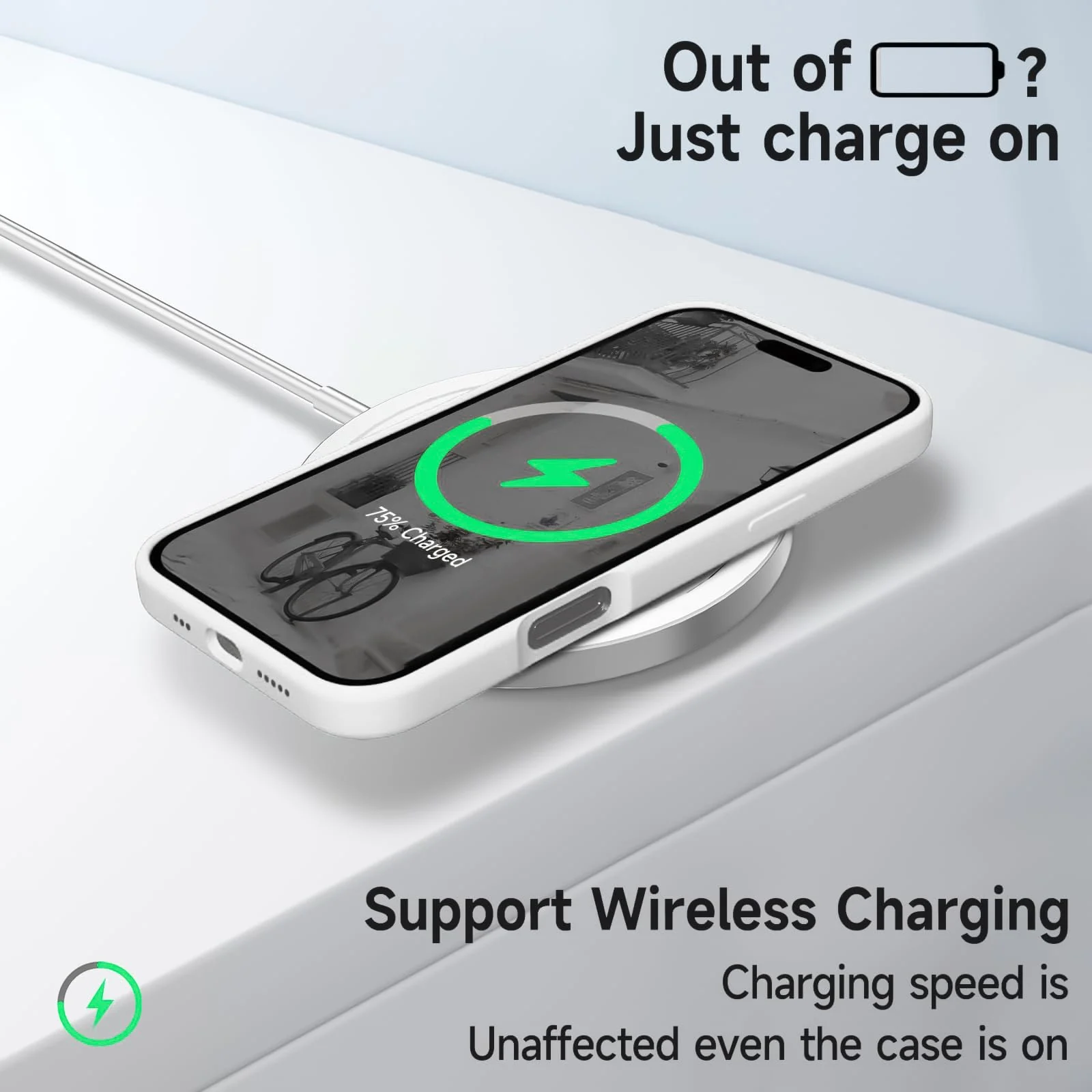 DL3 Mobilak Liquid Silicone Case for iPhone 16 + Plus 6.7-Inch, Supports wireless charging, Shock-absorbing protection, Scratch-resistant surface - White