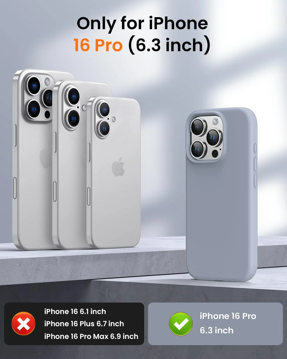 DL3 Mobilak Compatible with iPhone 16 Pro 6.3-inch Case, Premium Liquid Silicone Case, Full Body Protective Cover, Shockproof, Slim Phone Case, Anti-Scratch Soft Microfiber Lining - A. Baby Blue