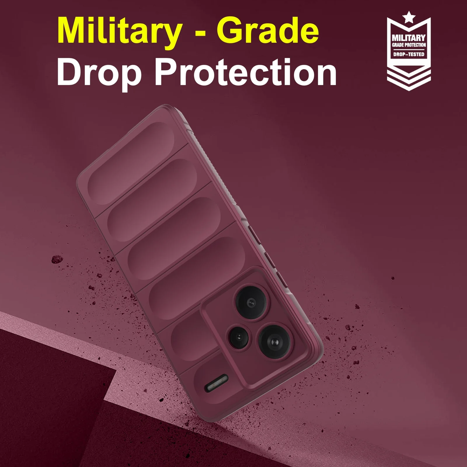 DL3 Mobilak Soft Silicone Protective Case for Xiaomi Redmi Note 13 Pro+ Plus 5G with Camera Protection and Shockproof Design - Wine Red