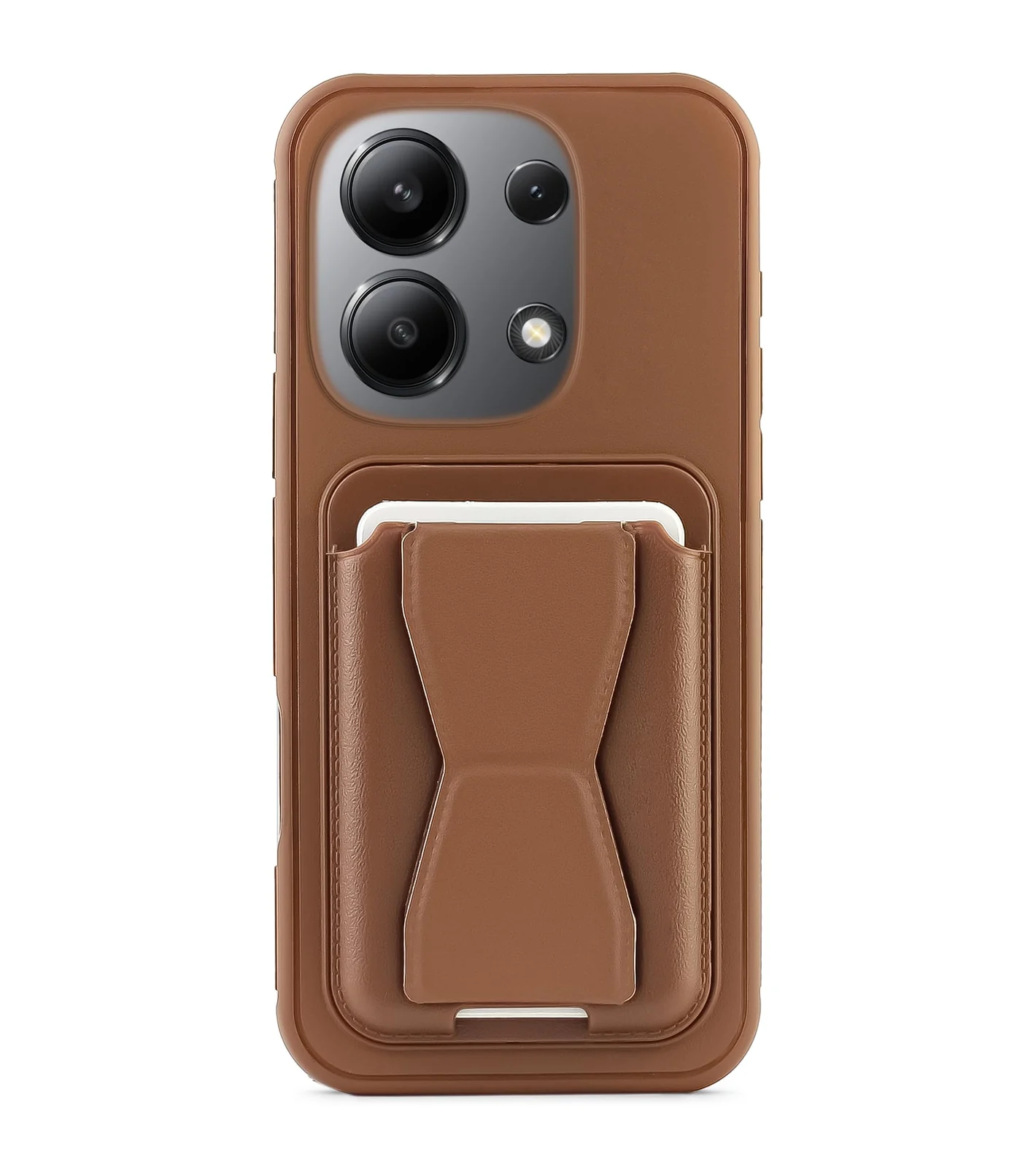 DL3 Mobilak Leather Wallet Case with Card Slot for Xiaomi Redmi Note 13 4G, Leather Back with Camera Protection and Shockproof Design - Brown