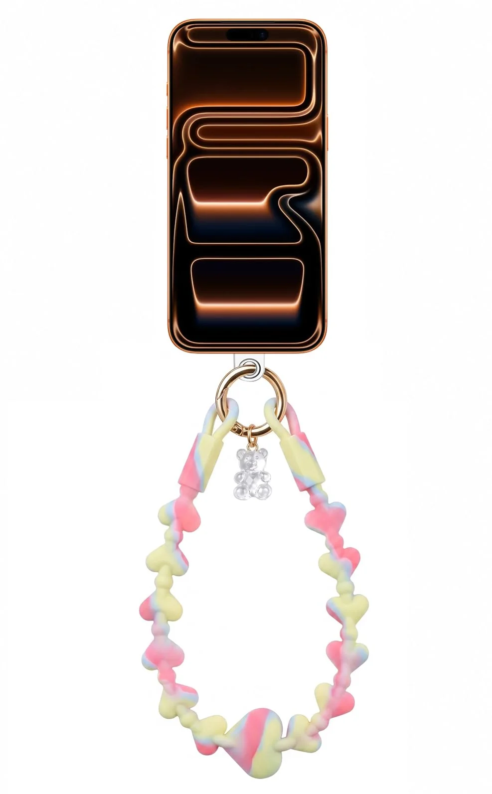 DL3 Mobilak Silicone Crystal Lanyard, 30cm Phone Wrist Strap Lanyard Keychain Office Wrist Strap with Clasp and Bear for Women Phone ID Card, Keys Strap
