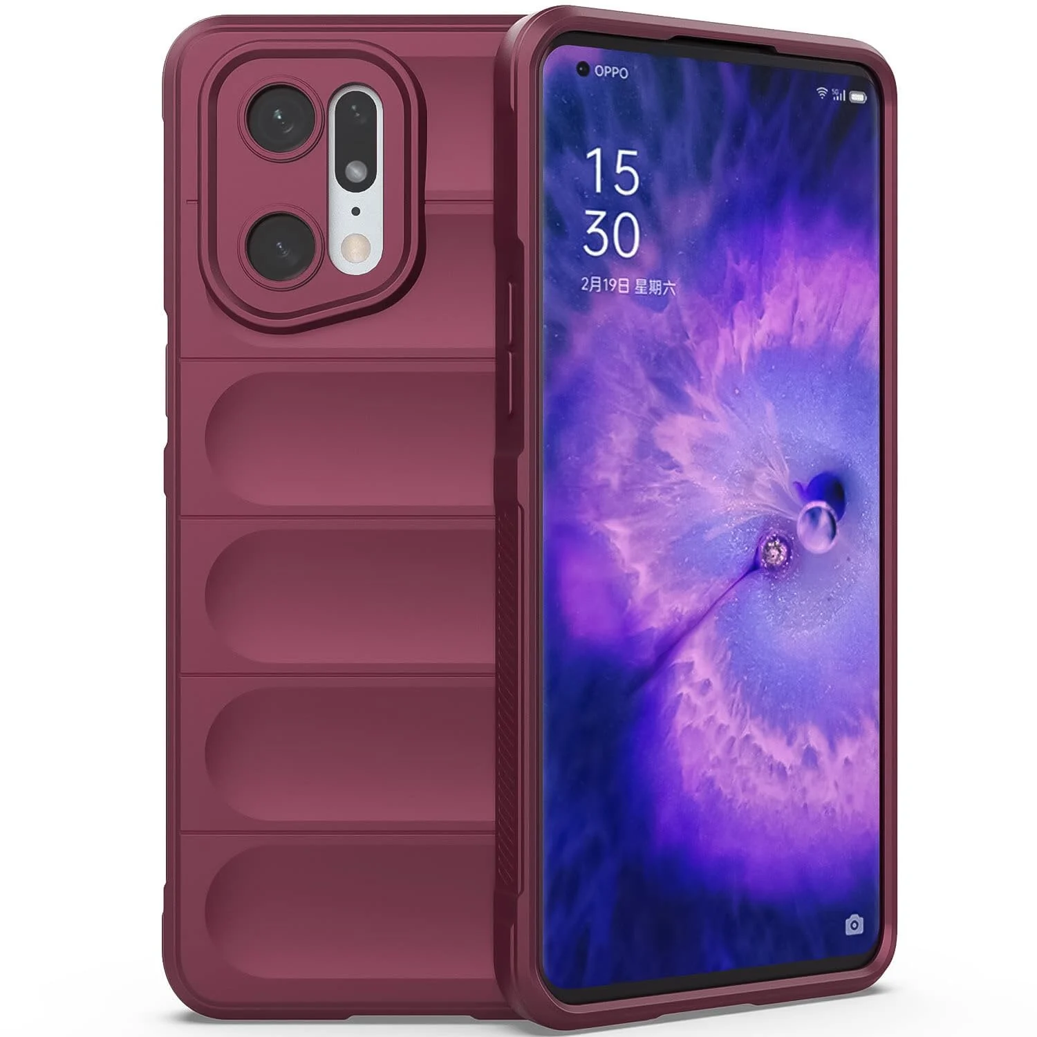 DL3 Mobilak Soft Silicone Protective Case for OPPO Find X5 with Camera Protection and Shockproof Design - Wine Red