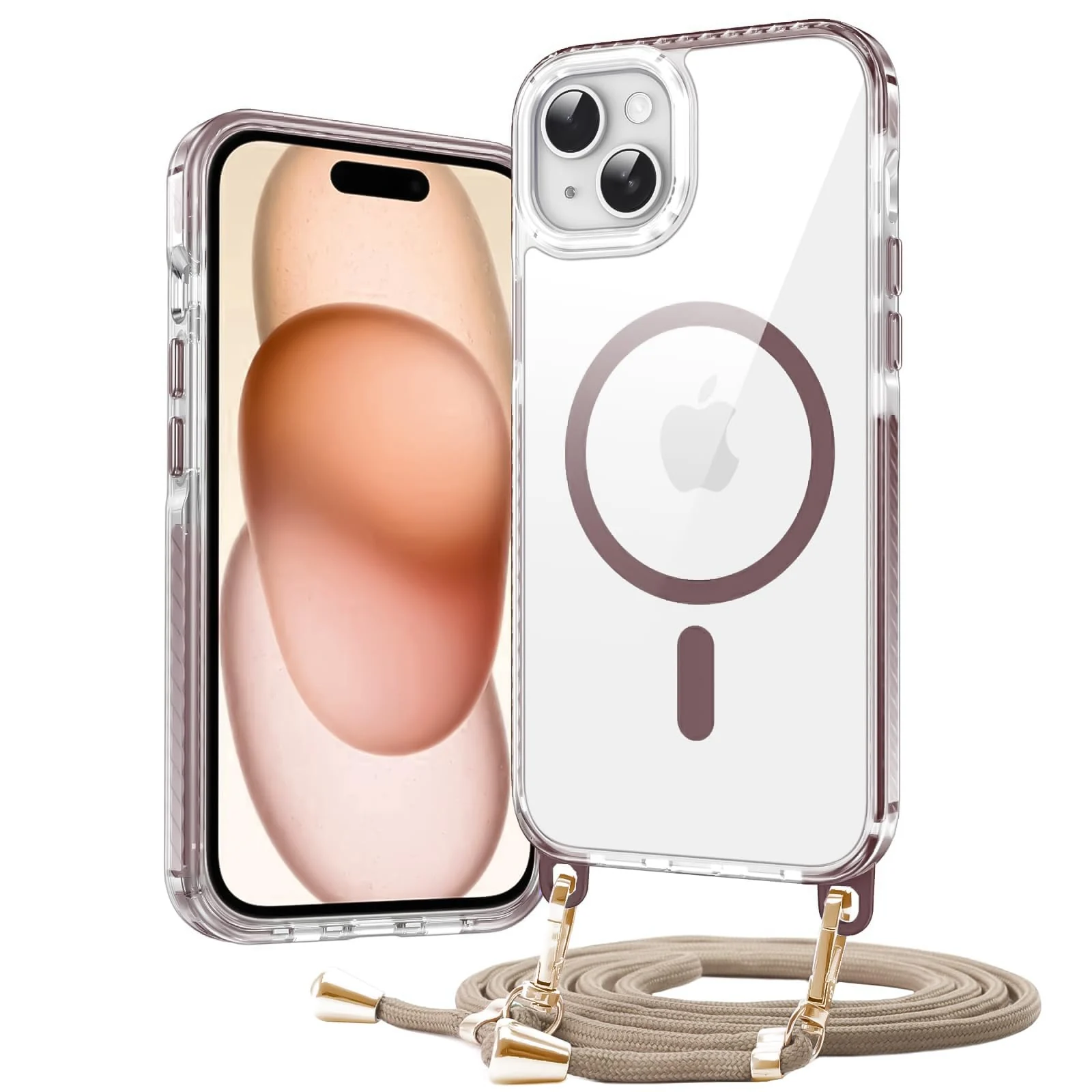 DL3 Mobilak Rugged Protective Case for iPhone 13 / iPhone 14, Compatible with MagSafe accessories, Supports wireless charging, Shock-absorbing protection - Brown