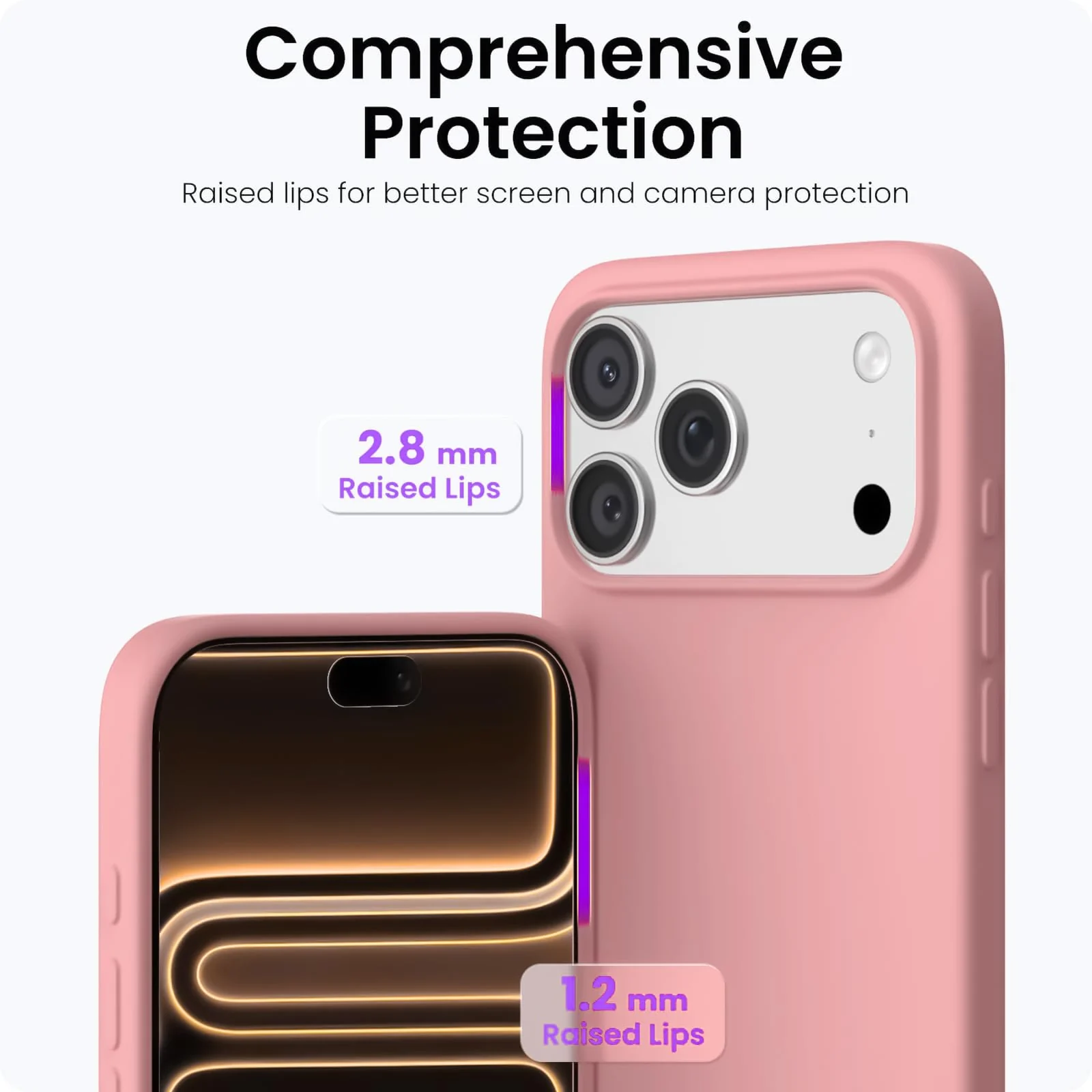 DL3 Mobilak Liquid Silicone Protective Case for iPhone 17 Pro 6.3-Inch with Microfiber Lining and Shockproof Design - Pastel Pink