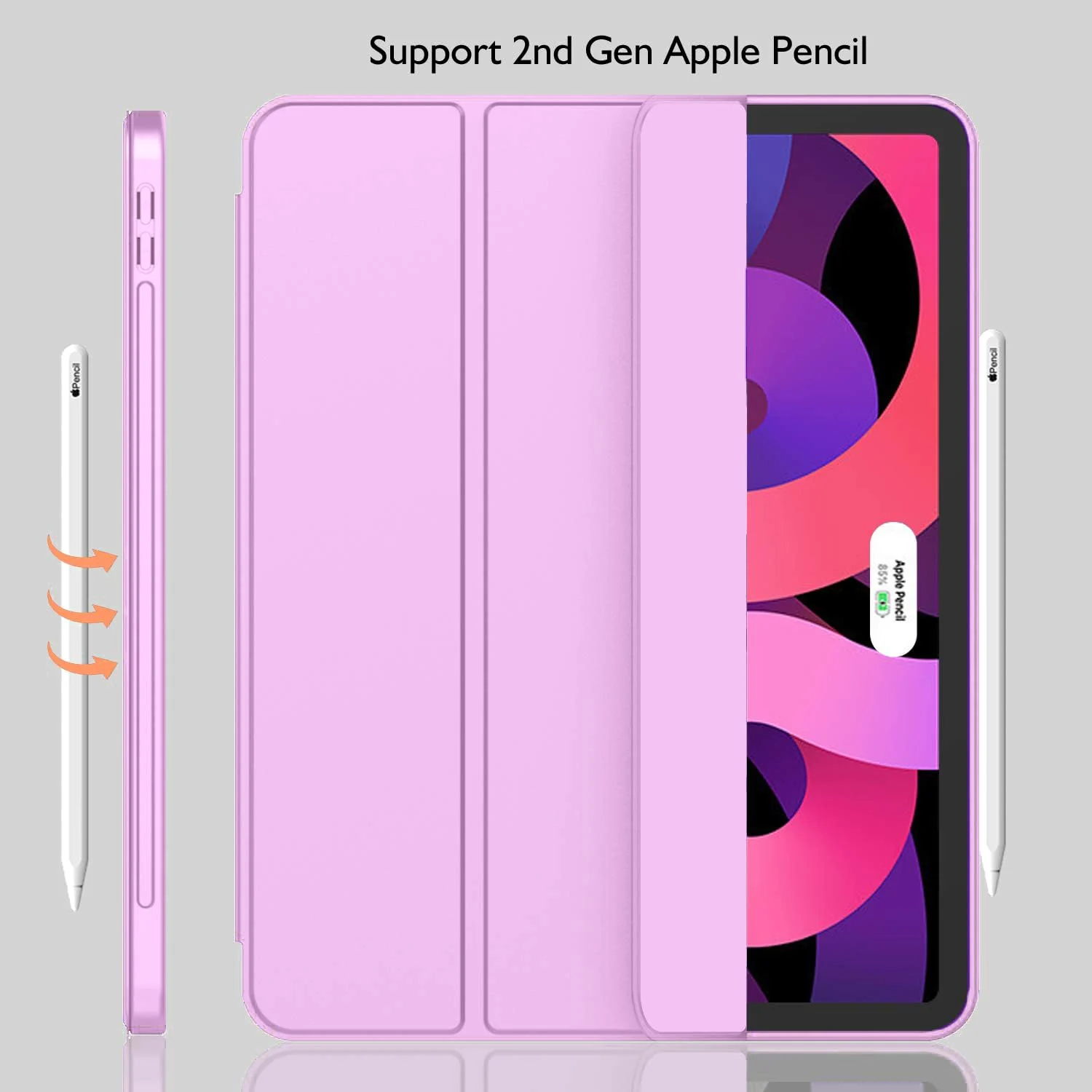 DL3 Mobilak Smart Case For iPad Pro 11 Inch 2018 (1st Generation 2018 Model Year) with Pencil Holder, Soft TPU Smart Stand Back Cover Auto Wake/Sleep Feature - Pastel Violet
