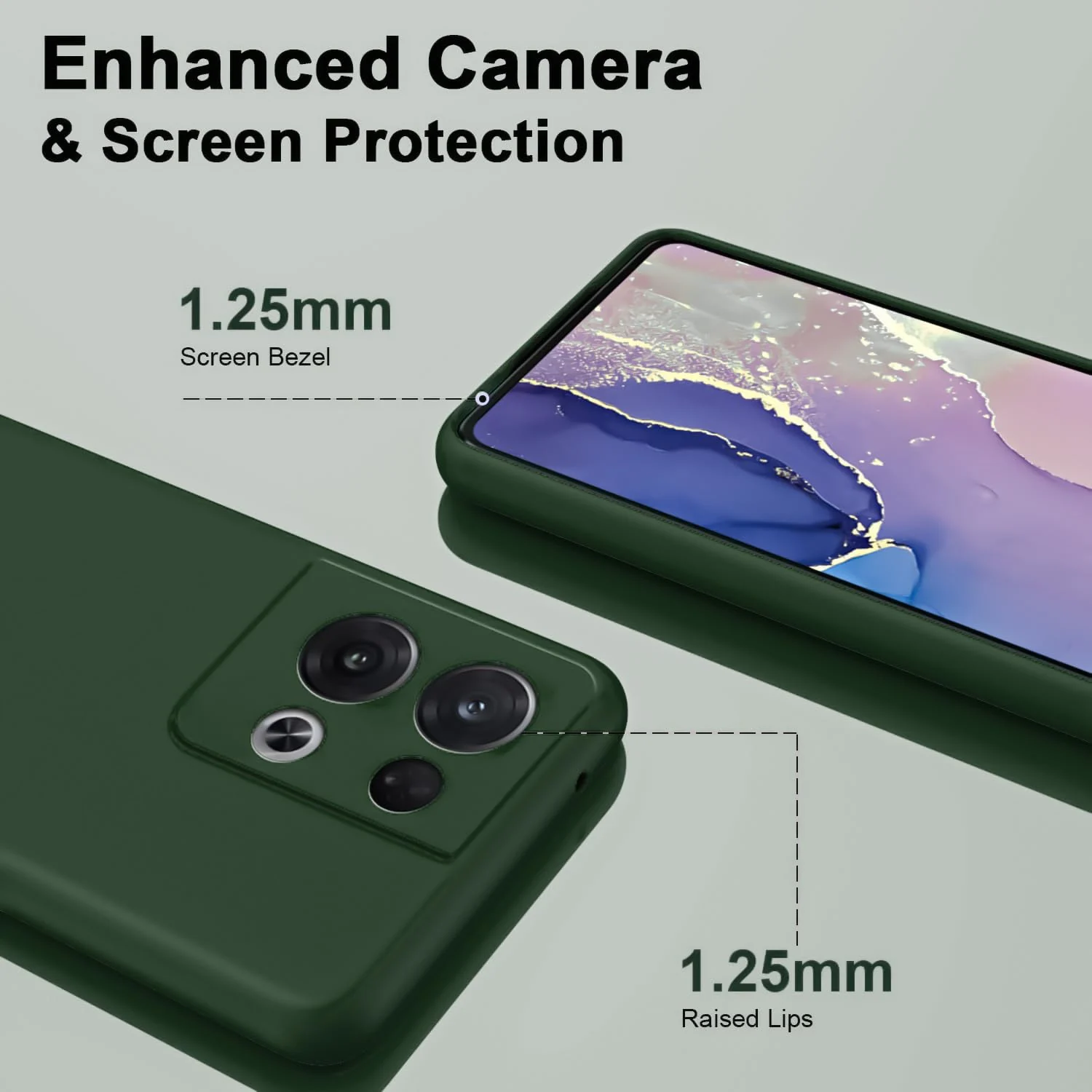 DL3 Mobilak OPPO Reno 8 5G Case, Soft Flexible Liquid Silicone Gel Rubber Bumper Cover, Full Body Shockproof Protective Phone Case - Green