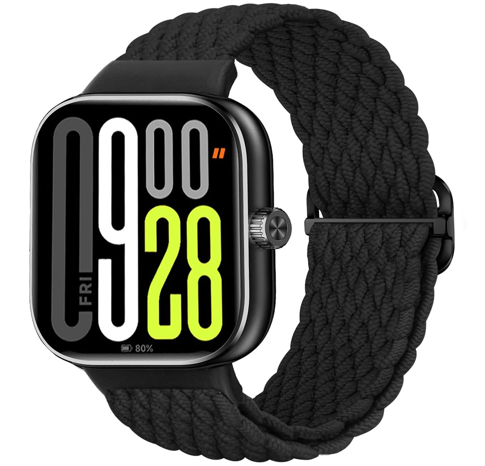 DL3 Mobilak Braided Band For Redmi 4/5 / 6 / Xiaomi Smart Band 8 Pro/Band 9 Pro for Women Men, Adjustable Braided Bands Straps Elastics Sport Wristband Nylon Strap - Black