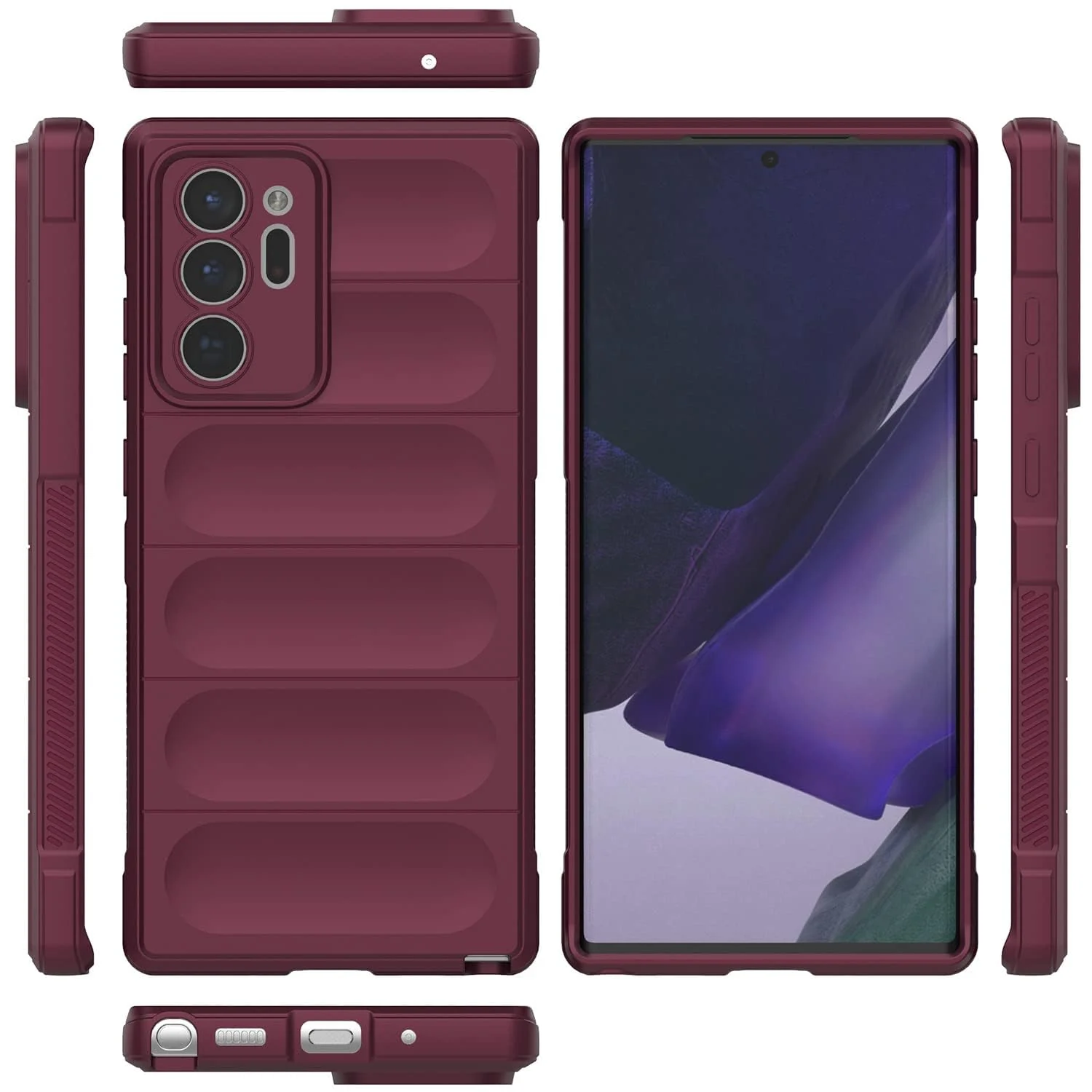 DL3 Mobilak Flexible Silicone and TPU Protective Case with Camera Protection for Samsung Galaxy Note 20 Ultra - Wine Red