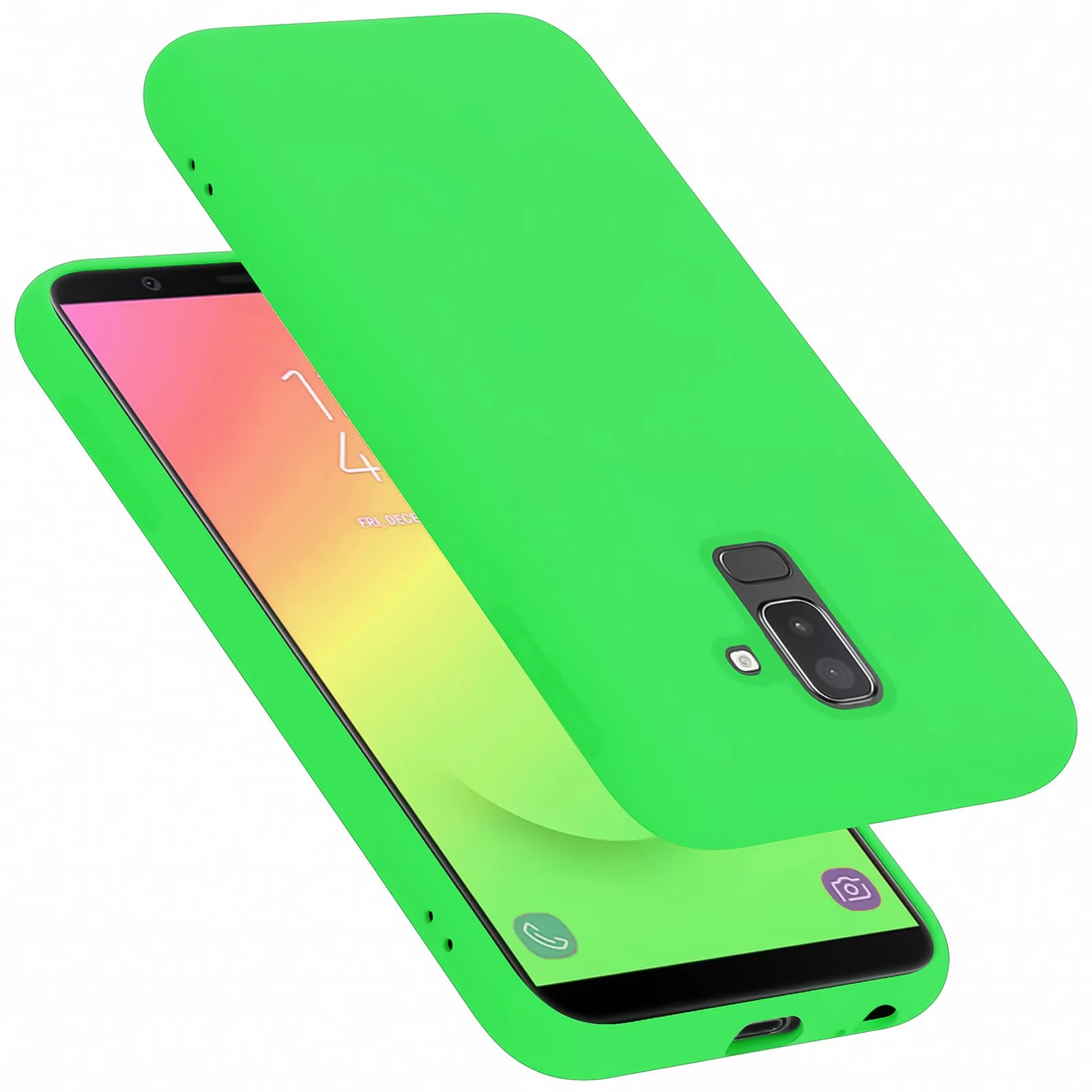 Dl3 Mobilak Samsung Galaxy A6 Plus Case, Soft Flexible Liquid Silicone Gel Rubber Bumper Cover, Full Body Shockproof Protective Phone Case (Purple)